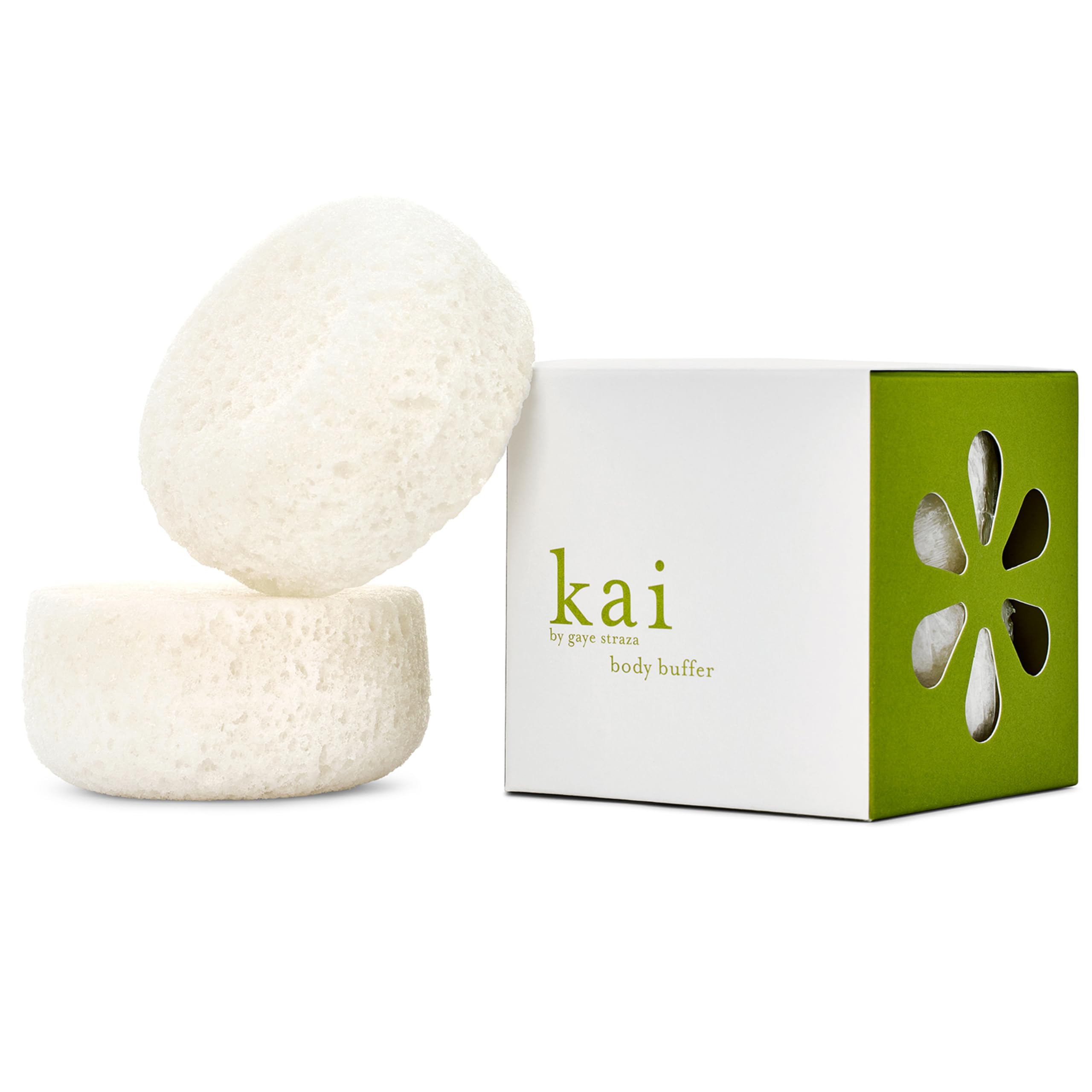 Kai Body Buffer - 2 Pack Exfoliating Bath Sponge with Fresh Gardenia Scent | Vegan, Cruelty-Free, Made in USA | Gentle Skin Cleansing & Exfoliation for Shower & Bath Time