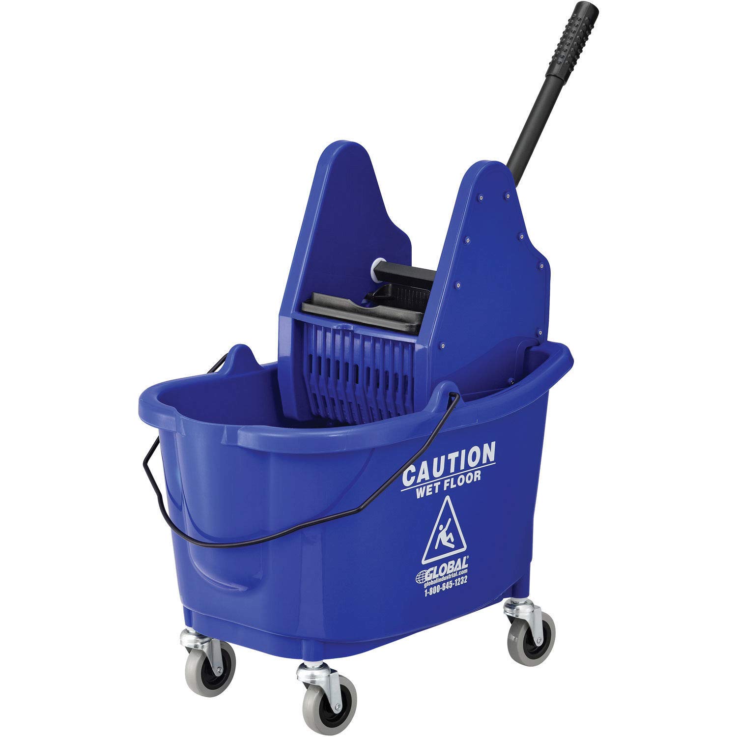38 Qt. Blue Mop Bucket with Wringer & Down Press - Heavy Duty Cleaning Combo for Commercial & Home Use - Ideal for Floors, Garages & Janitorial Services