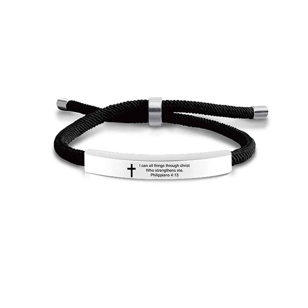 ZKXXJ Adjustable Bible Verse Bracelet - Stainless Steel Faith Jewelry Gift for Baptism & Communion
