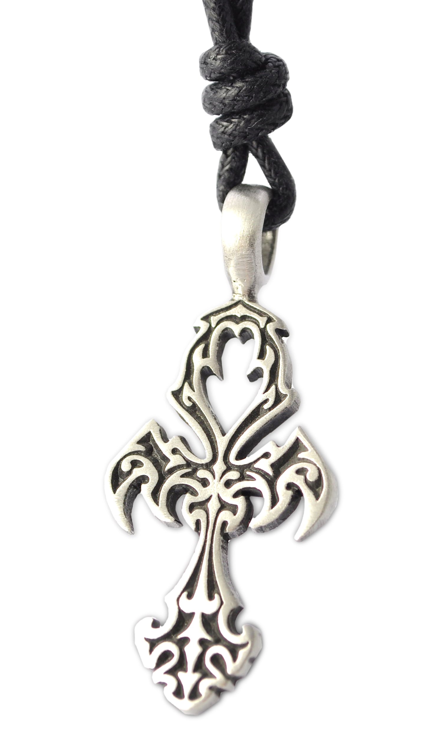 Gothic Cross Silver Pewter Charm Necklace Pendant - Elegant Gothic Jewelry for Women & Men - Perfect for Halloween, Cosplay, Gothic Fashion & Dark Aesthetic Outfits
