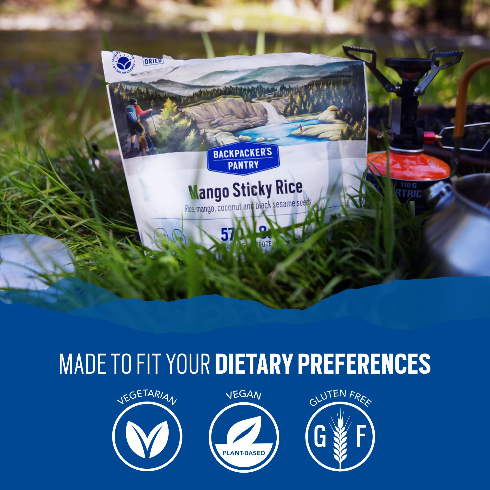 Backpacker's Pantry Freeze Dried Mango Sticky Rice - Vegan Gluten-Free Camping Food with 8g Protein - Lightweight Backpacking Meal & Emergency Food Supply (6-Pack) - Perfect for Hiking, Travel and Outdoor Adventures