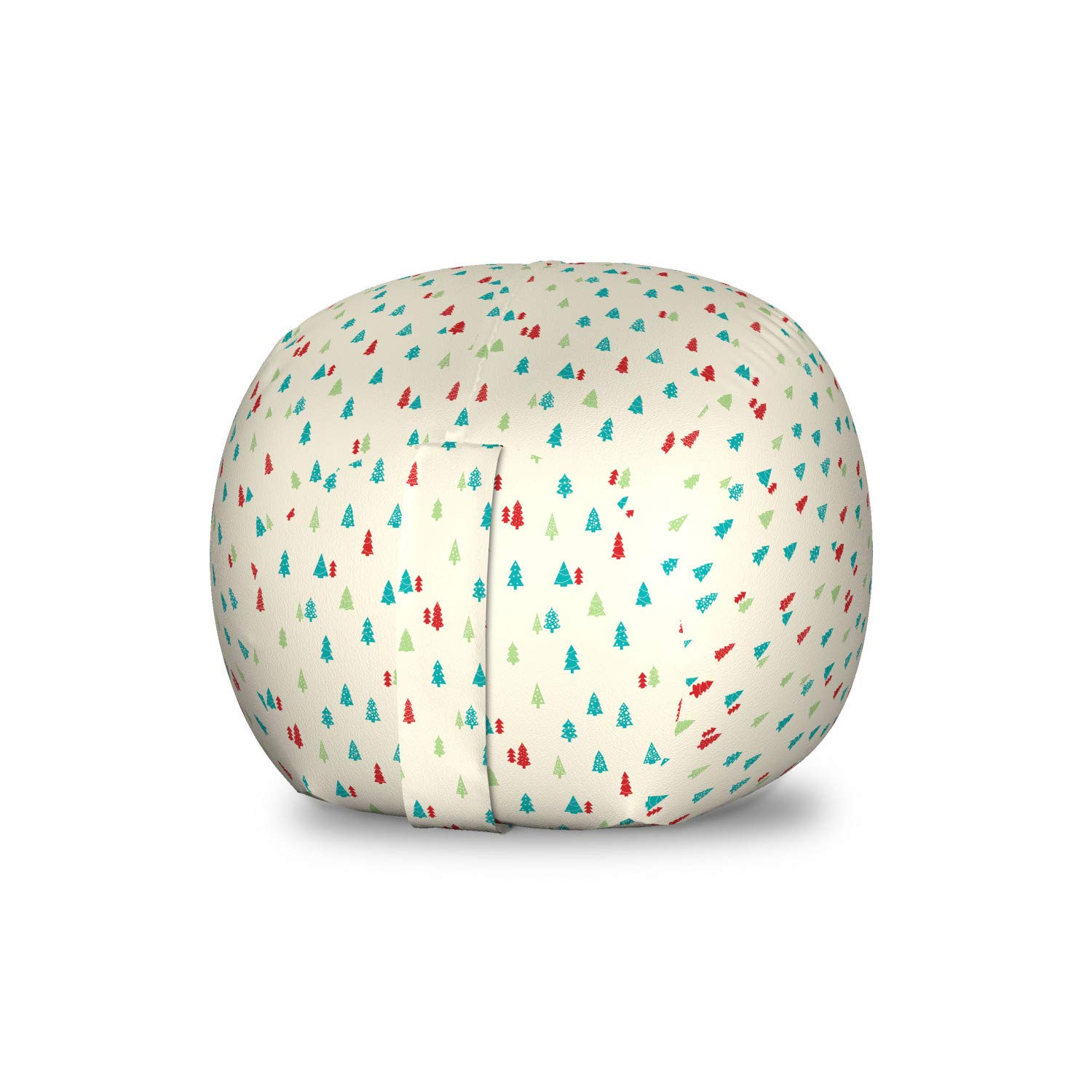 Ambesonne Trees Storage Toy Bag Chair - Small Size Washable Stuffed Animal Organizer with Repeating Pine Pattern in Champagne Multicolor | Perfect for Kids' Room, Nursery, and Playroom Organization
