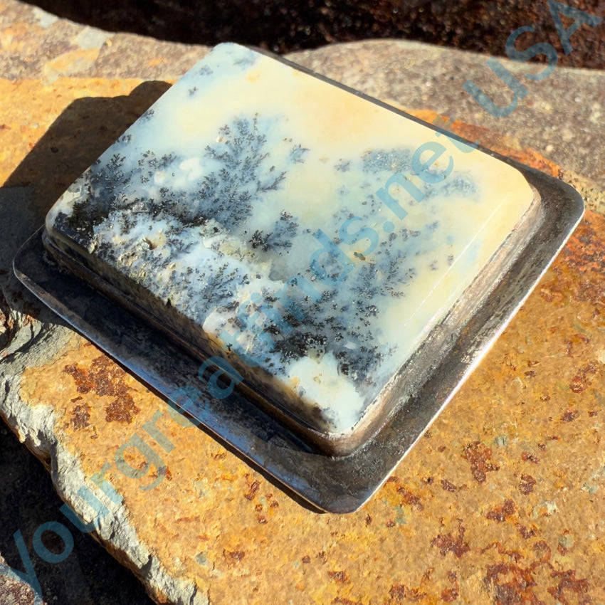 Stunning Dendritic Agate Pendant Pin - Vintage Sterling Silver Jewelry for Women - Perfect for Parties, Weddings & Special Occasions