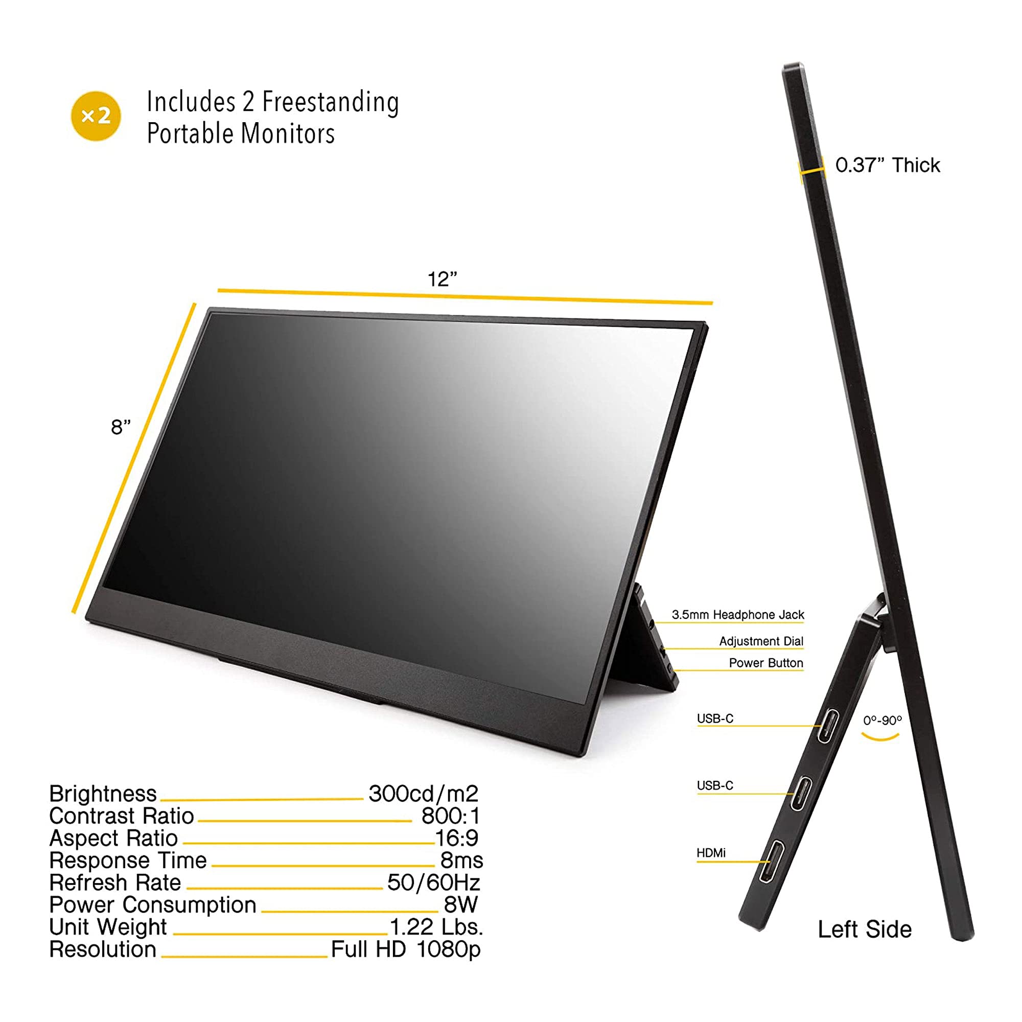 SideTrak Solo Pro Triple Touchscreen Portable Monitor for Laptop - 15.6