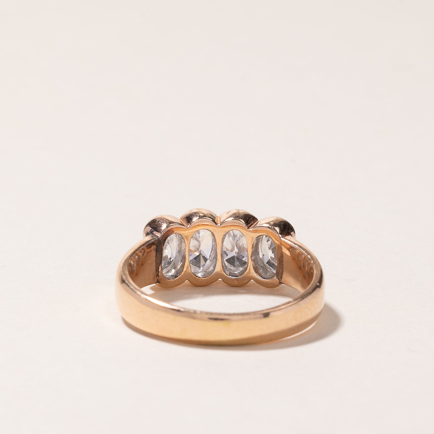 18K Rose Gold Four Stone Oval Cut Diamond Ring - 1.00ctw Total Weight - Size 5.5 - Elegant Engagement, Wedding, Anniversary Gift for Her - Perfect for Proposals, Special Occasions & Everyday Luxury