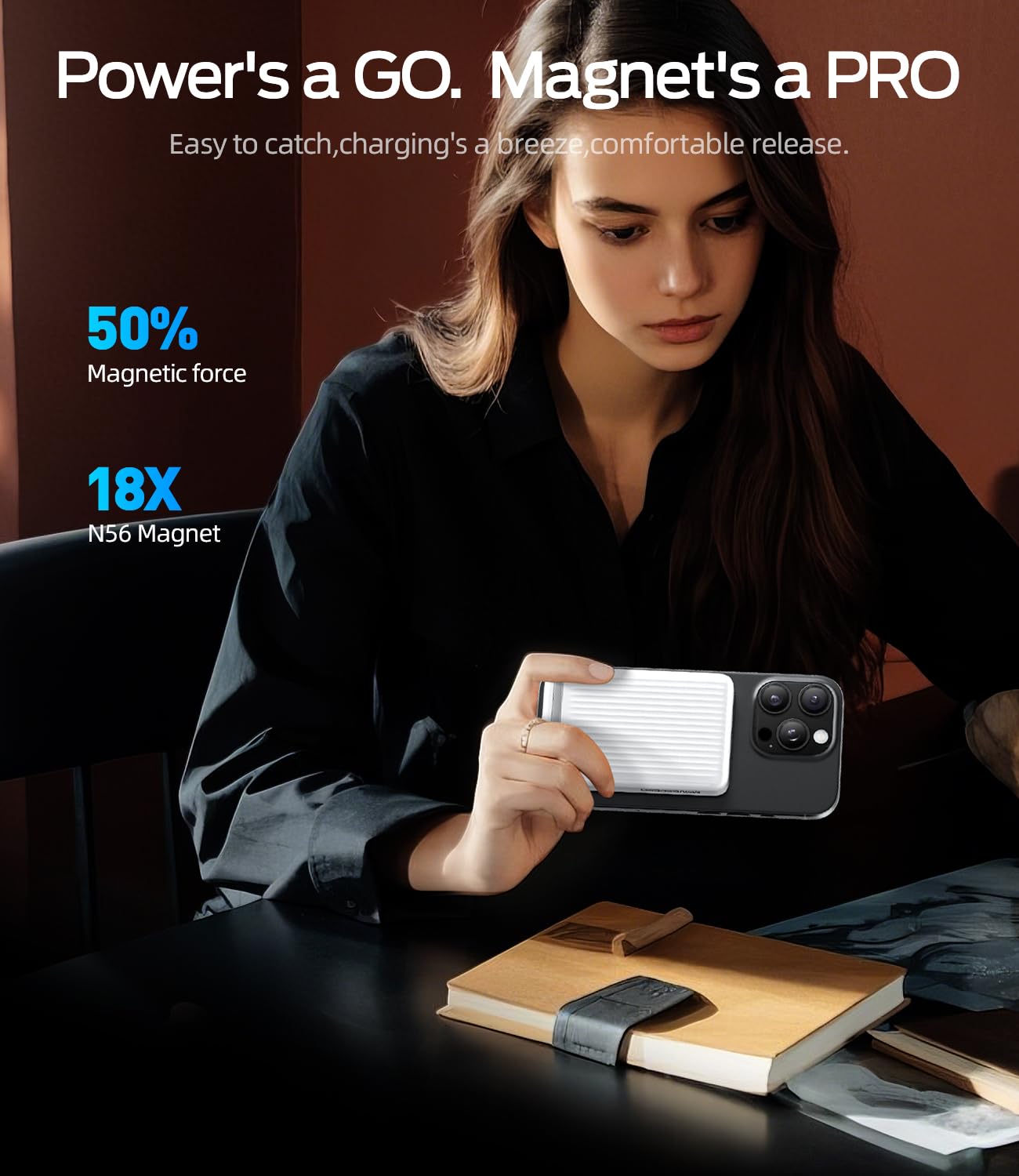 MOVE SPEED Qi2 Certified MagSafe Battery Pack 10,000mAh - 15W Fast Wireless Charger with Kickstand & 30W USB-C Port | Portable Charger for iPhone 16/15/14/13/12 | Perfect for Travel, Work & Outdoor Activities (White)