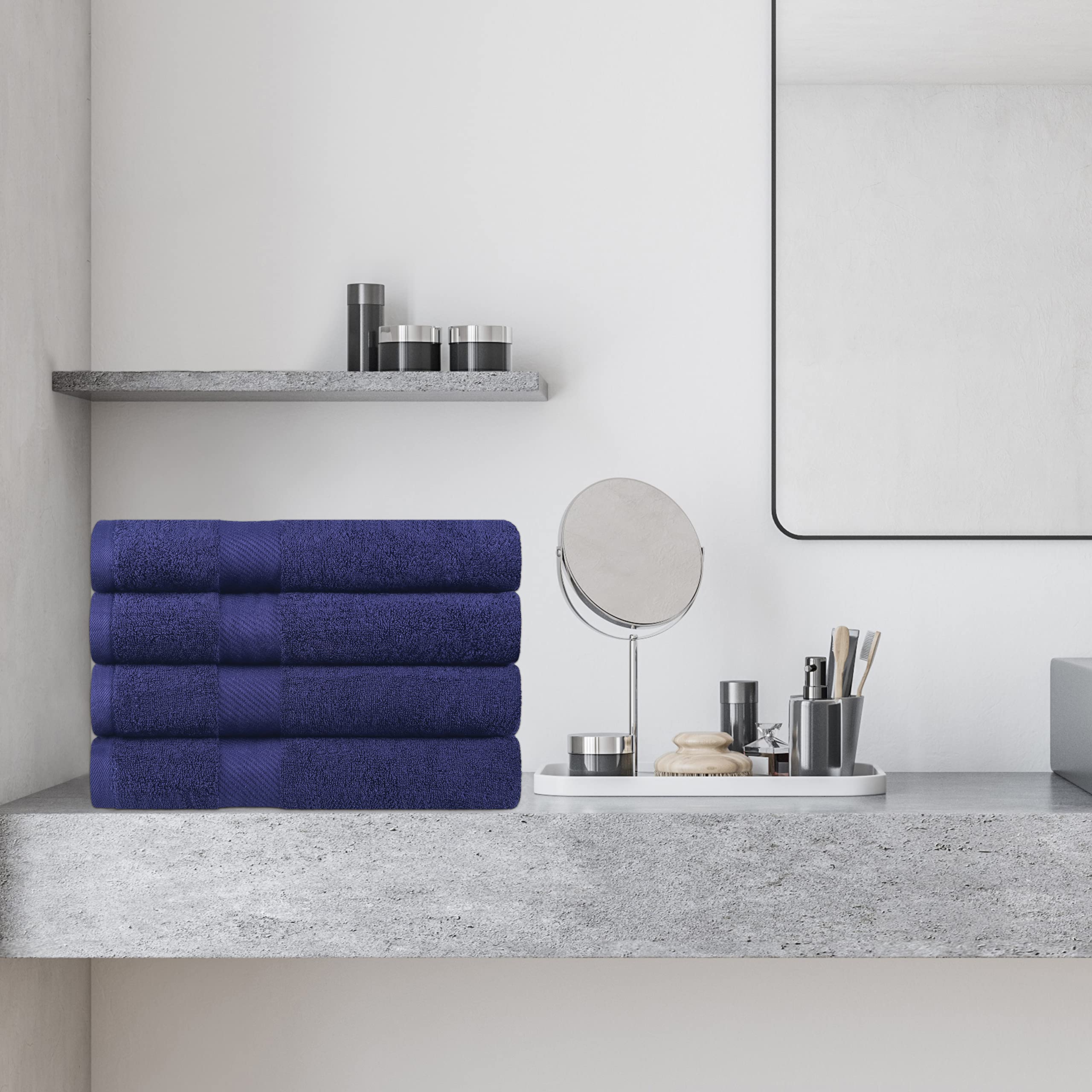 Premium 500 GSM Egyptian Cotton Bath Towel Set - Ultra Absorbent, Eco-Friendly & Luxurious (Set of 4) by Blue Nile Mills - Perfect for Spa, Bathroom & Hotel Use