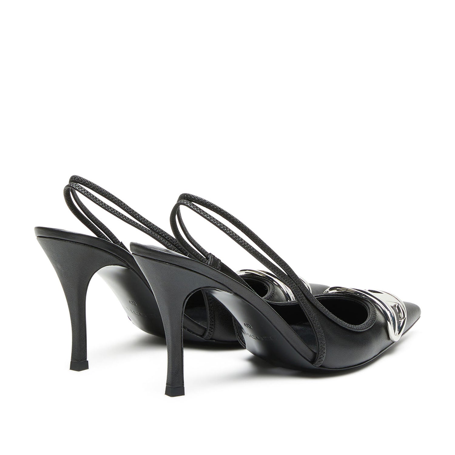 Diesel Women's D Venus Slingback Shoes - Black Leather Heels for Women | Perfect for Evening Parties, Date Nights & Office Wear