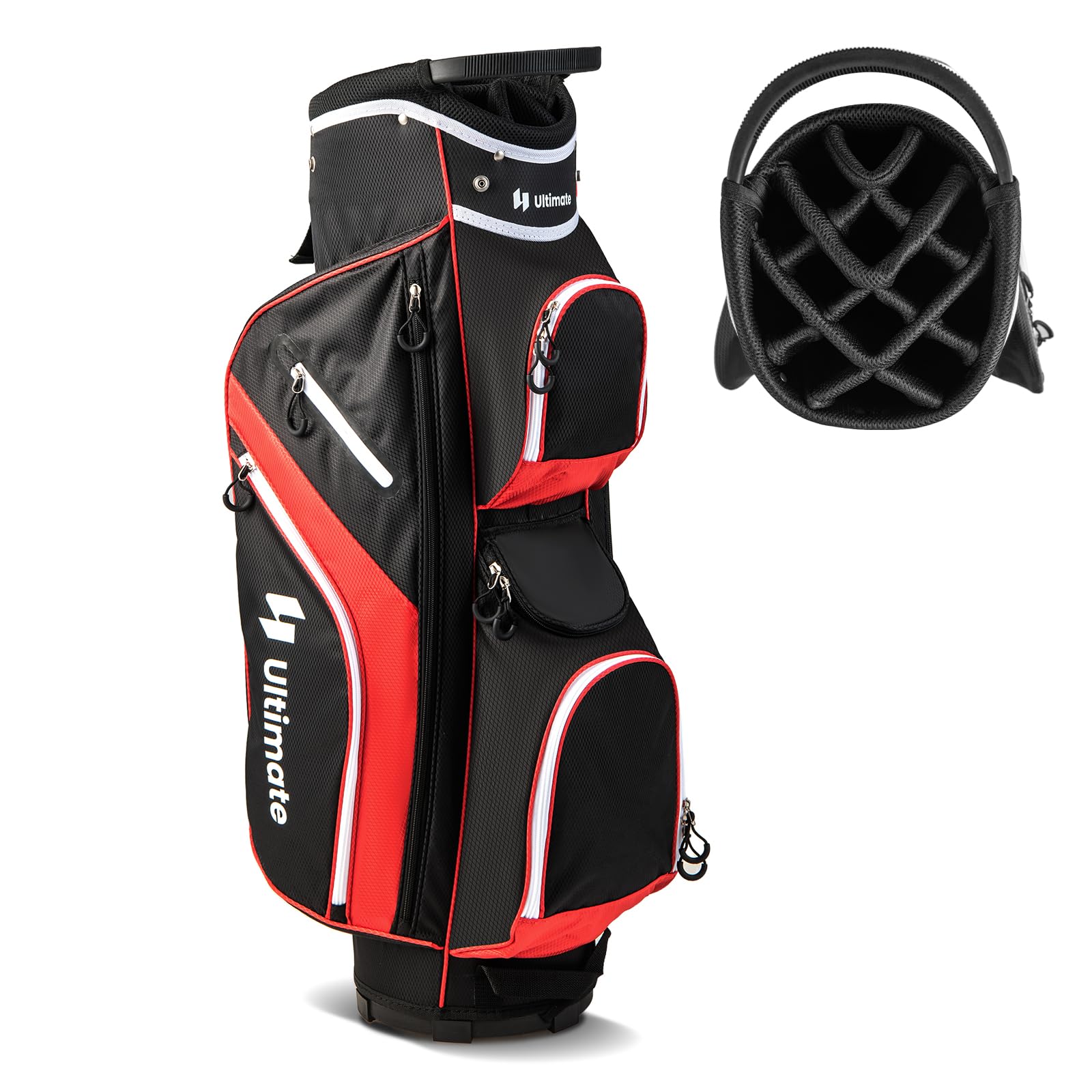 Tangkula 14-Way Golf Cart Bag - Lightweight Golf Club Organizer with 9 Pockets, Cooler Compartment, Umbrella Holder & Rain Hood - Durable Dual Strap Carry Bag for Men & Women - Perfect for Golf Courses, Driving Ranges & Country Clubs