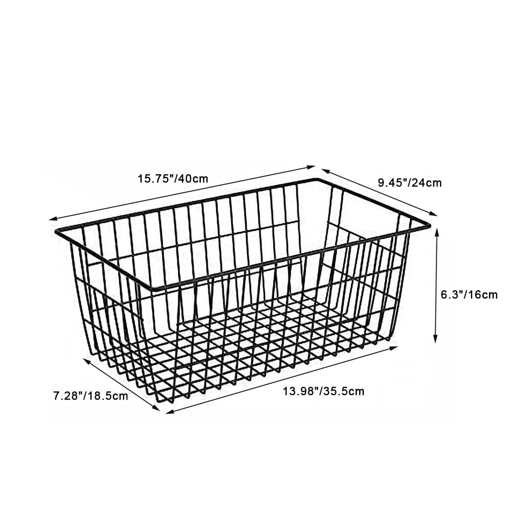 SANNO 3-Pack Black Wire Storage Baskets - 15.7