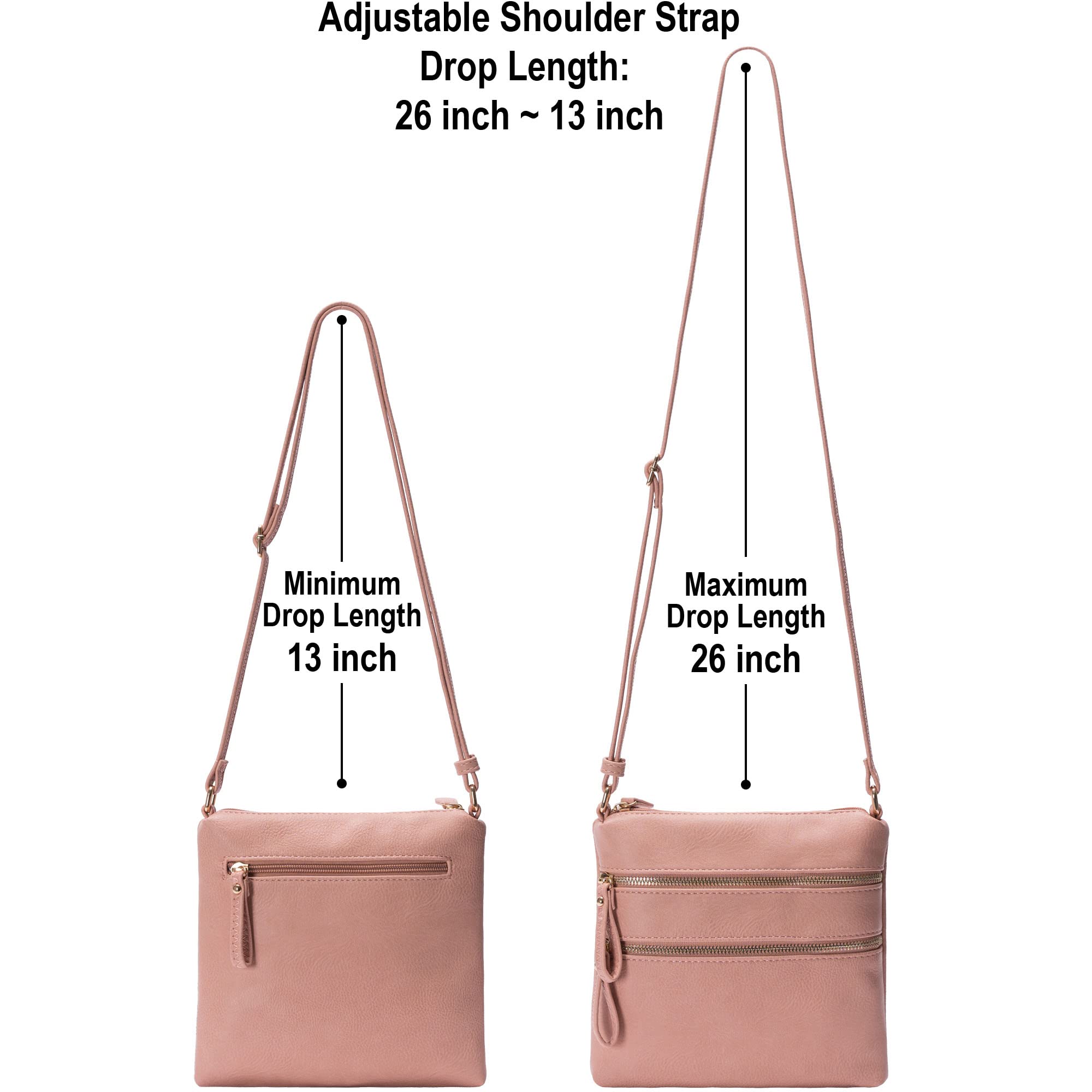 Solene Multi Zipper Pocket Crossbody Bag with Adjustable Strap - Lightweight Travel Purse for Women - Fashionable Messenger Bag for Daily Use, Work, Shopping & Travel Accessories