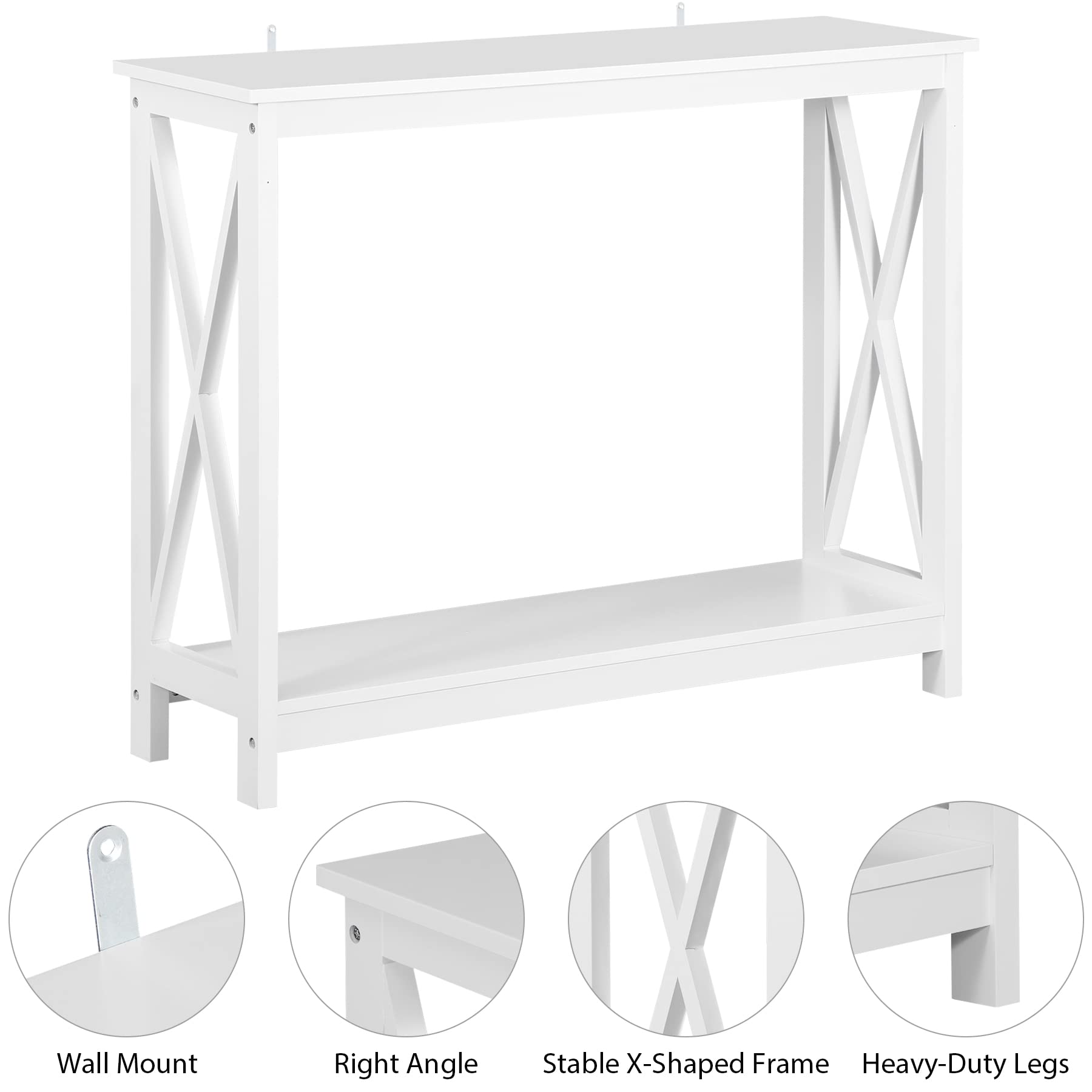 ZENY Modern Console Table with 2-Tier Shelves - Slim Entryway Table, Hallway Sofa Table, Living Room Accent Furniture (White) - Perfect for Small Spaces, Apartments & Home Decor