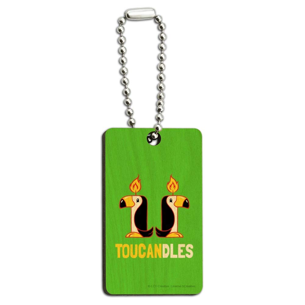 Funny Toucan Two Candles Wooden Keychain - Humorous Graphic Key Ring for Gifts & Party Favors - Perfect for Tropical Themed Parties, Beach Vacations & Keychain Collections