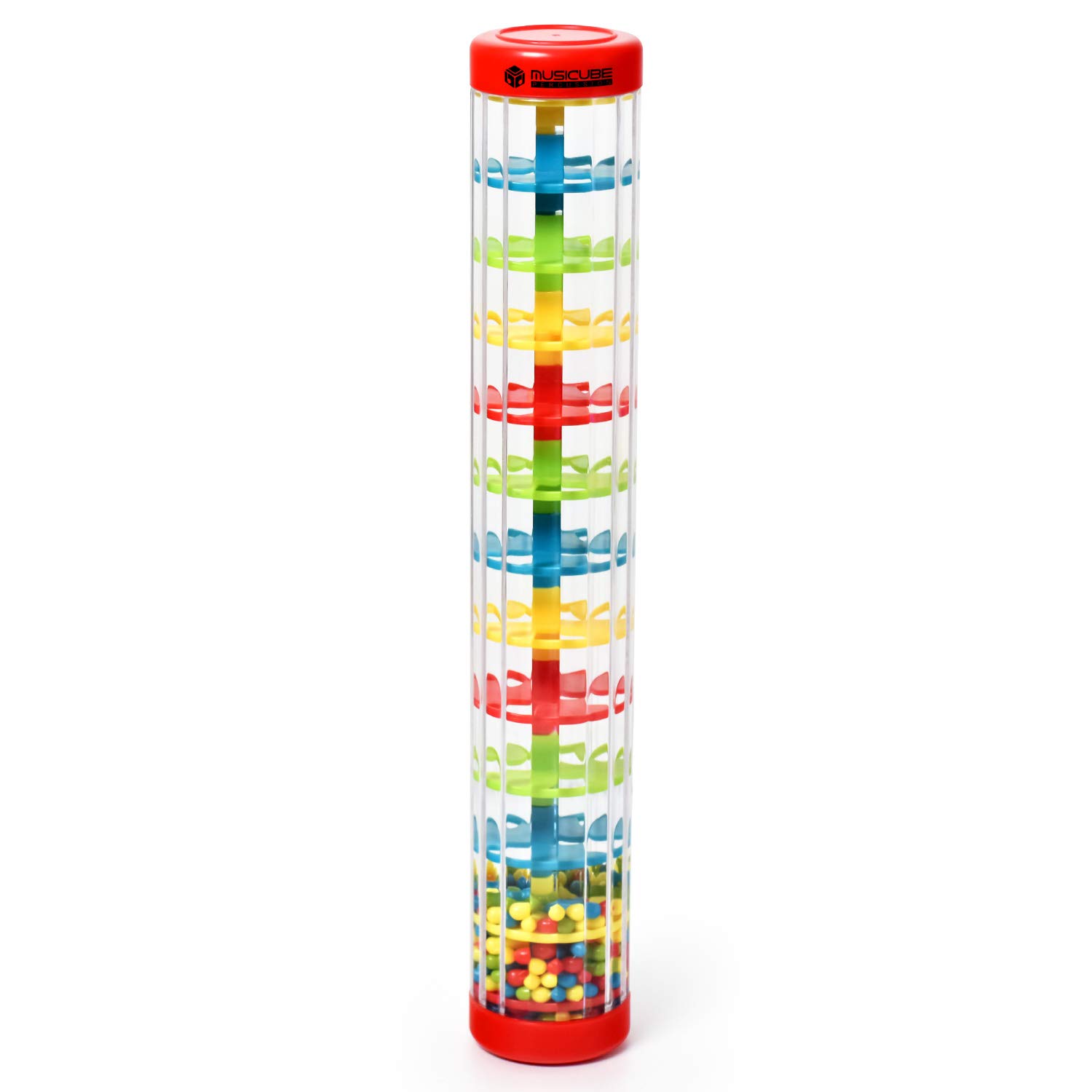 12 Inch Baby Rainmaker Toy - MUSICUBE Rain Stick Musical Instrument with Rattle & Raindrop Sounds for Infants Toddlers Boys Girls | Sensory Learning Toy for Early Childhood Development & Music Playtime