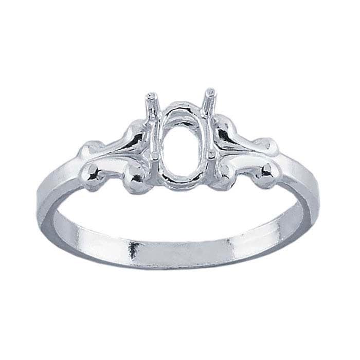 6x4mm Sterling Silver Oval Faceted 4-Prong Ring Mounting - Size 6 & 7 - Perfect for Gemstone Settings & Jewelry Making
