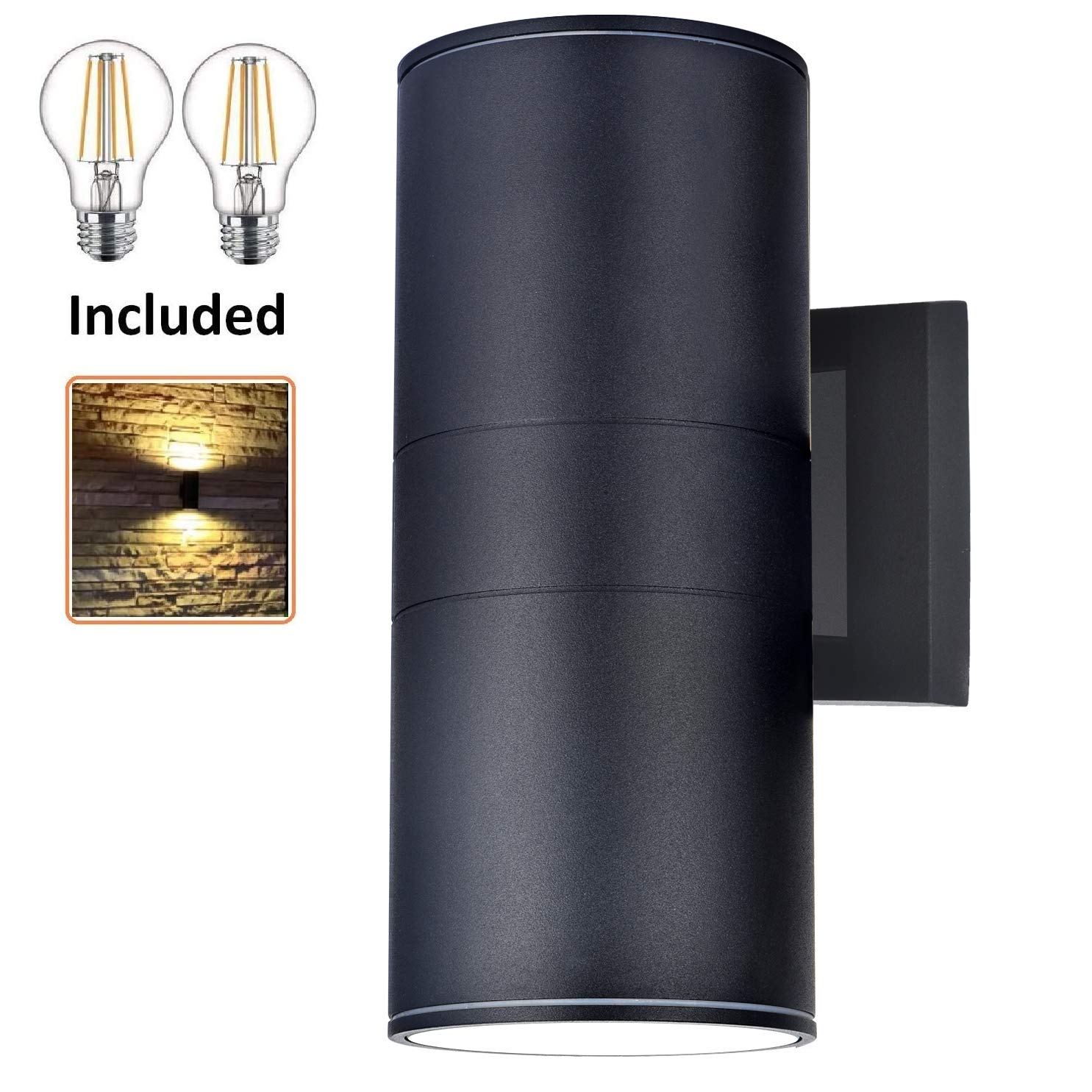 Dusk to Dawn Outdoor Wall Sconce Lights - 2 Light Fixtures with A19 Bulbs Included, Waterproof Exterior Lighting for Garage, Porch, Front Door, Patio & Garden [ETL Certified] - Perfect for Home Security & Landscape Illumination