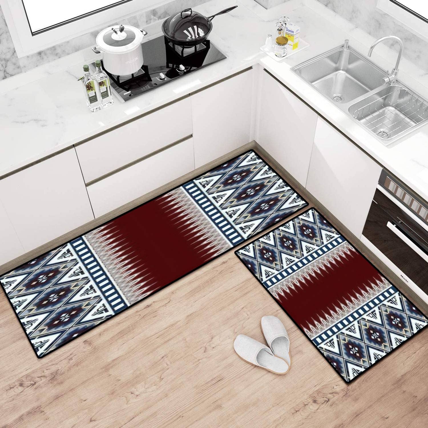 Thai Ethnic Kitchen Rugs - Non-Slip Washable Floor Mats for Home Decor