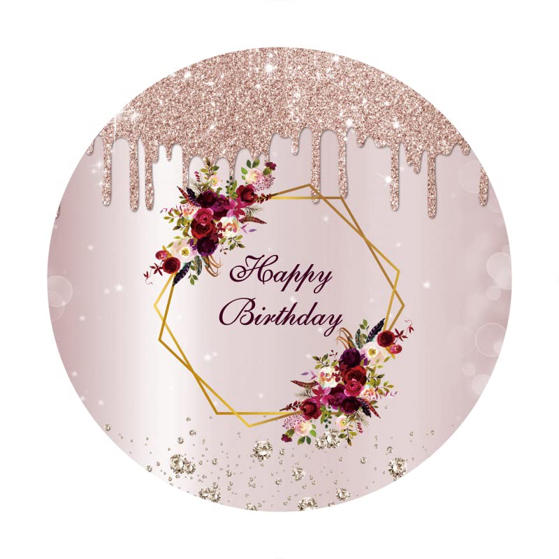 3x3ft Rose Gold Floral Glitter Diamond Photography Backdrop - Pink Birthday Party Decor for Girls & Women | Photo Booth, Portrait Studio, Baby Shower, Bridal Shower Background