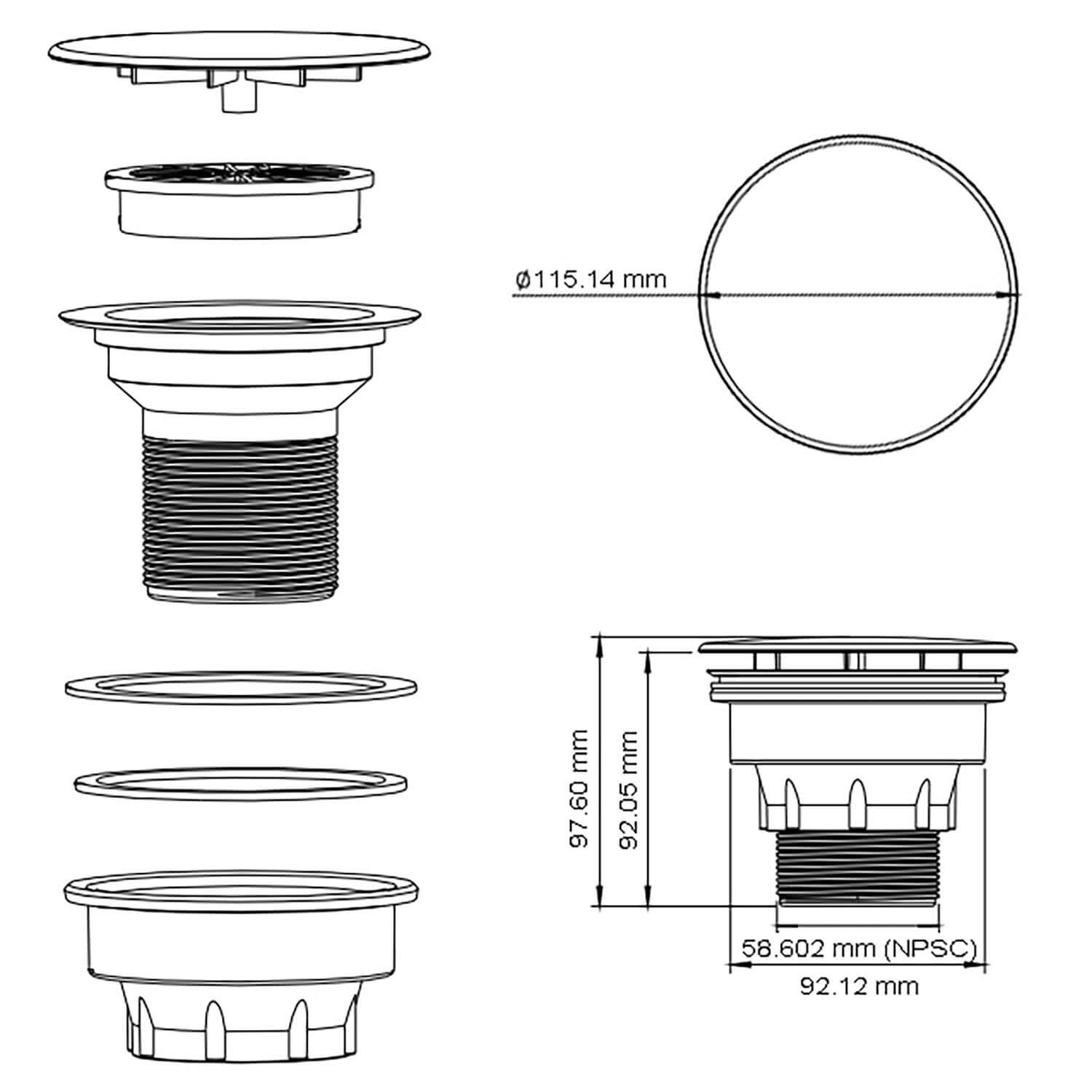 Elegant Showers Bathroom Shower Drain Grate - Stainless Steel Shower Waste Cover - W90A & W90B Models - Perfect for Modern Bathroom Renovations and Water Drainage Solutions