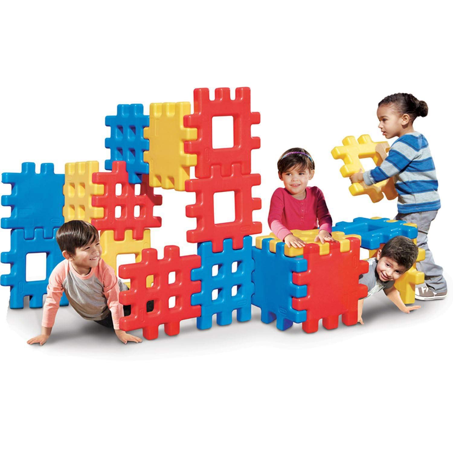 Little Tikes Big Waffle Block Set - 18 Piece Educational Building Toys for Toddlers, Blue Red Yellow Interlocking Blocks for Kids STEM Learning (Perfect for Preschool Playtime & Creative Construction)