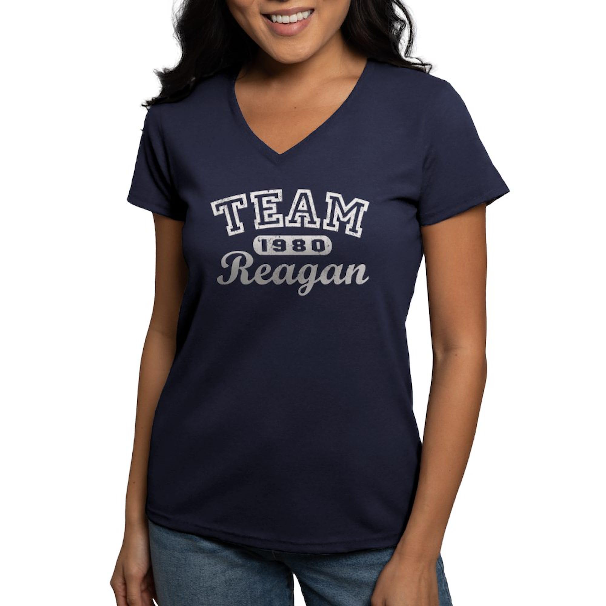 Team Reagan Women's Cotton V-Neck T-Shirt | Comfortable & Stylish Political Apparel | Perfect for Campaign Events, Conservative Gatherings & Patriotic Outfits