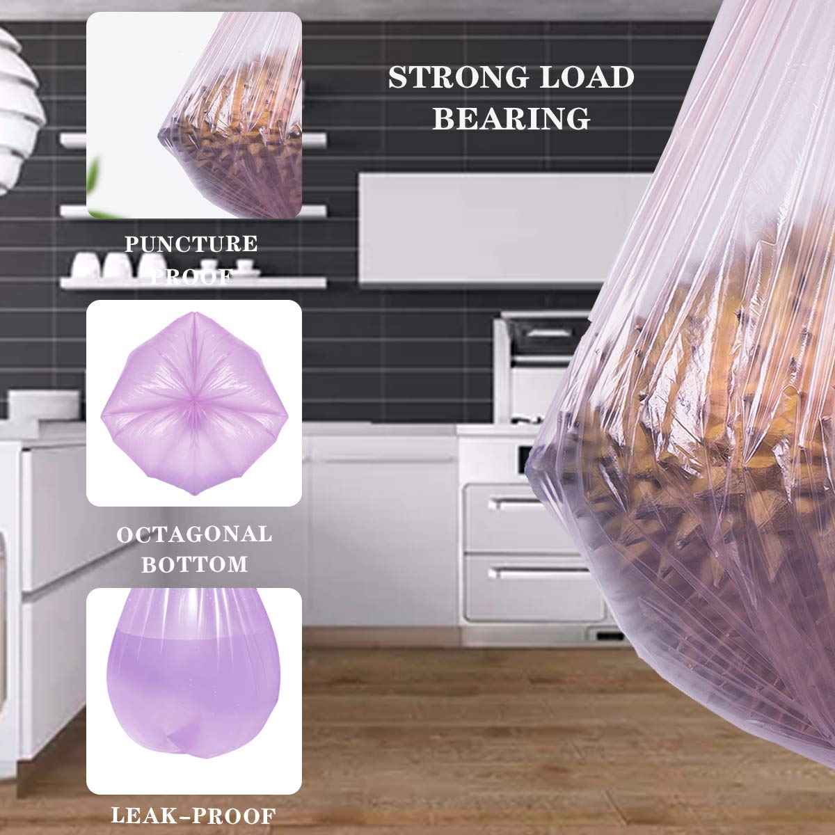 **Purple Small Trash Bags - 1.2 Gallon (5 Rolls, 200 Count) | 5 Liter Garbage Bags for Bathroom, Home & Office | Perfect for Small Trash Cans, Diaper Pails & Desk Bins**