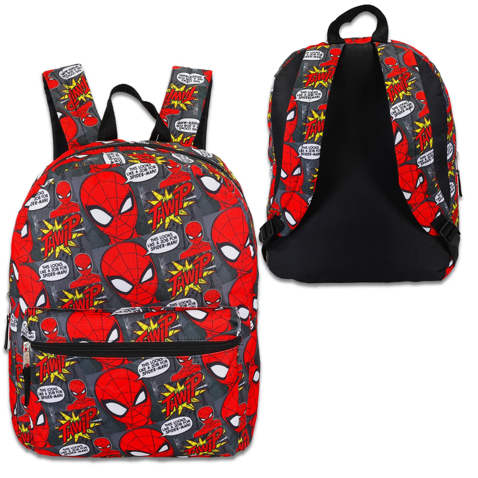 Marvel Spiderman Backpack for Boys 16 Inch - Kids School Backpack with Stickers & Accessories | Spiderman Bookbag for Ages 7-8 | Perfect for School, Travel & Superhero Adventures