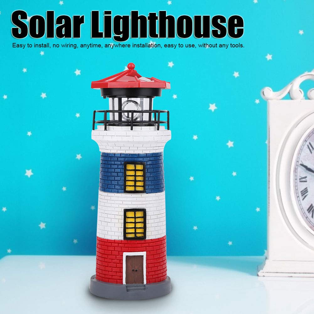 Solar Powered Rotating Lighthouse Statue - Outdoor LED Decorative Light for Garden, Patio, Lawn & Yard | Weatherproof Landscape Lighting for Pathways, Backyard Decor & Nighttime Ambience