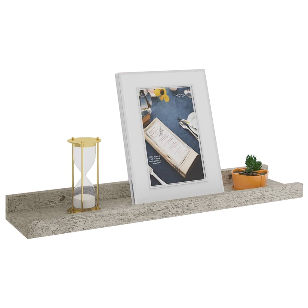 2 Pack Floating Wall Shelves - Modern Concrete Gray Bathroom & Bedroom Shelves (15.7