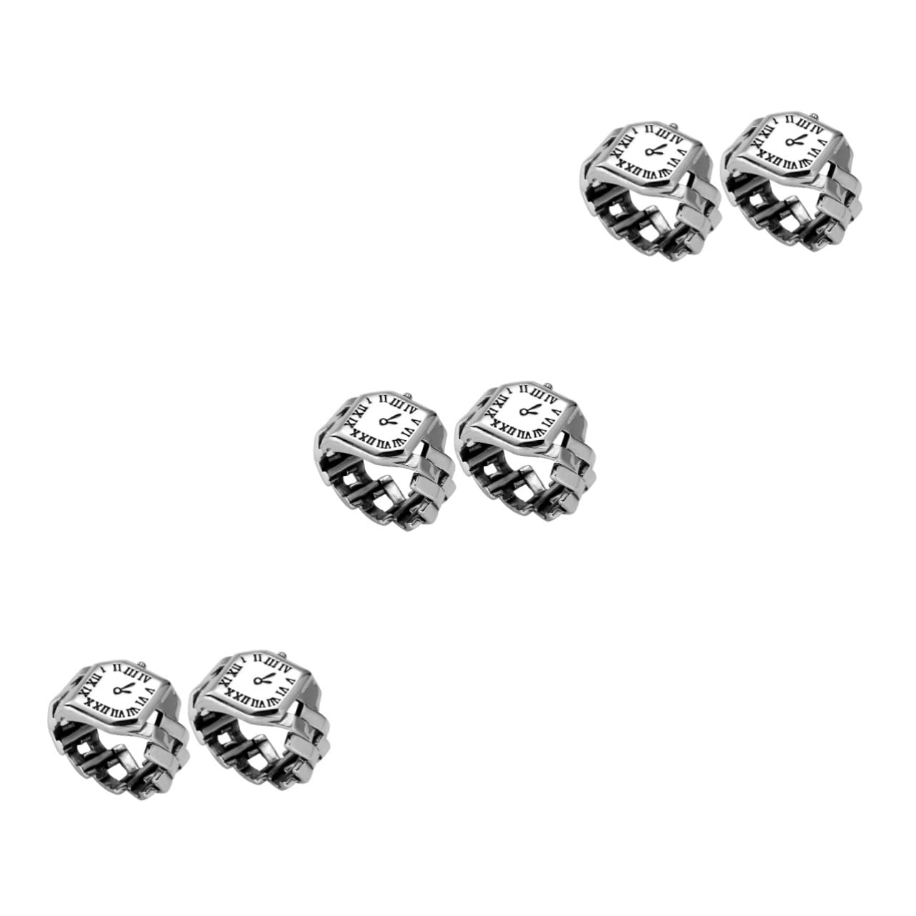 4 Pcs Vintage Watch Rings for Women - Elegant Digital Finger Watch Rings - Perfect for Parties, Weddings, and Fashion Accessories