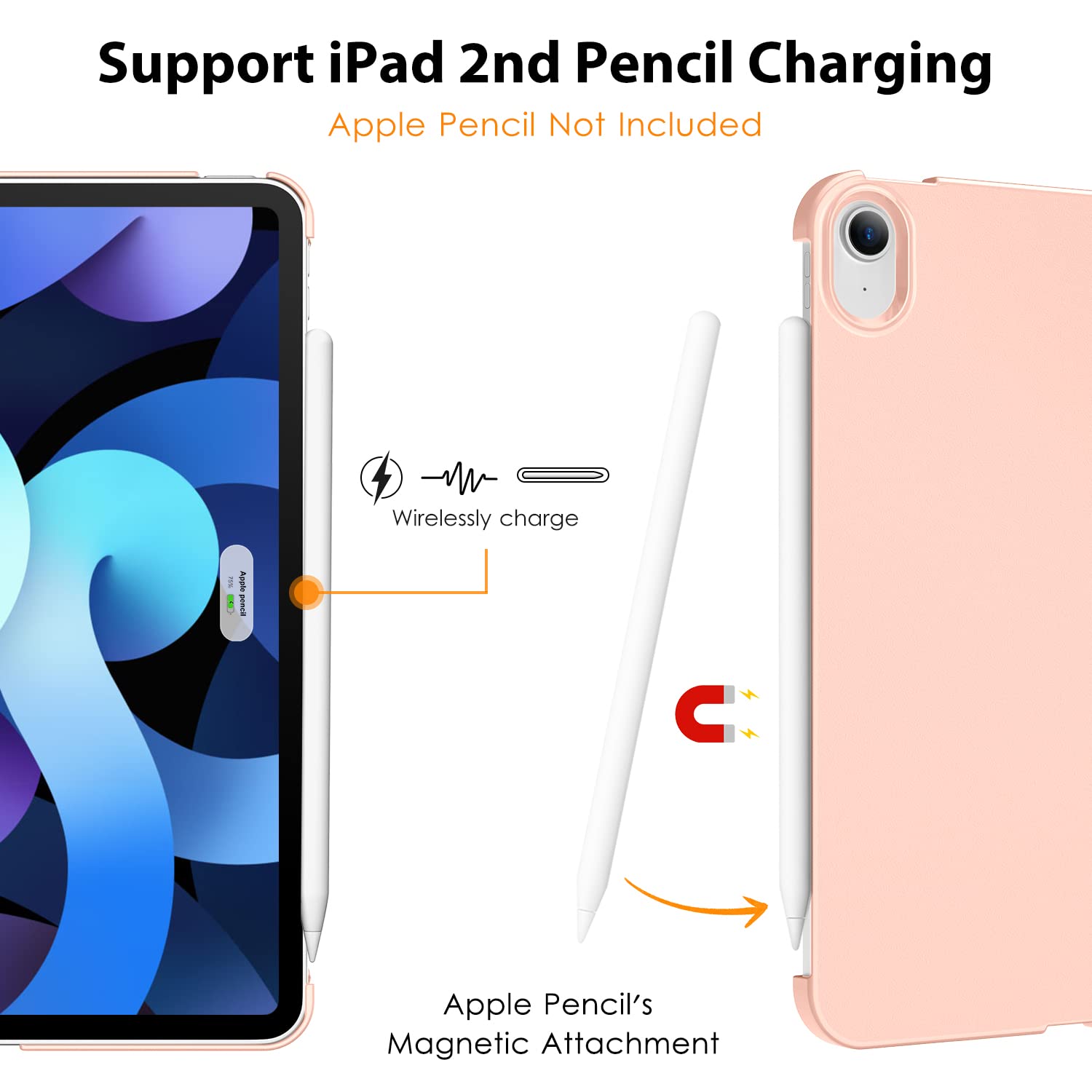 DTTO iPad Air Case for 11-inch M2 & 10.9-inch 5th/4th Gen - Sparkle Hard Back with Sheen Front Cover (2024/2022/2020 Models) - Compatible with 2nd Gen Apple Pencil Charging - Rose Gold - Perfect for Work, School & Travel Protection