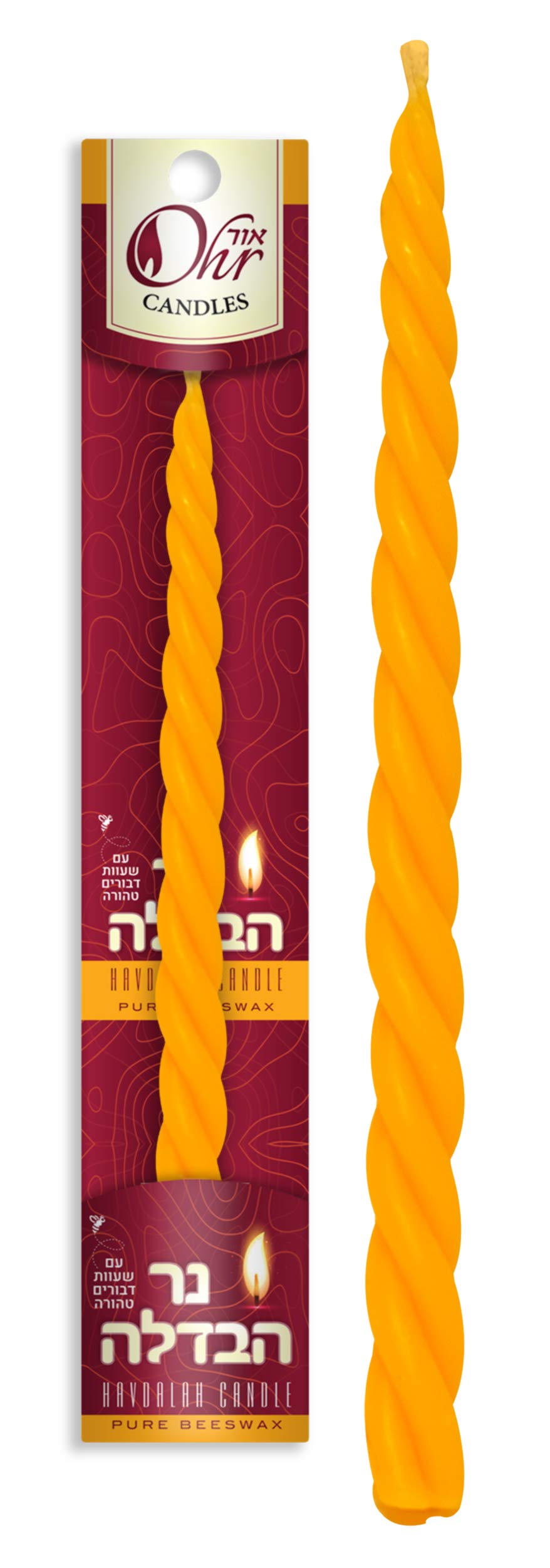 OHR CANDLES Pure Beeswax Havdalah & Shabbat Candles - Handmade Braided Judaica Gift (1-Pack) for Jewish Ceremonies & Home Decor