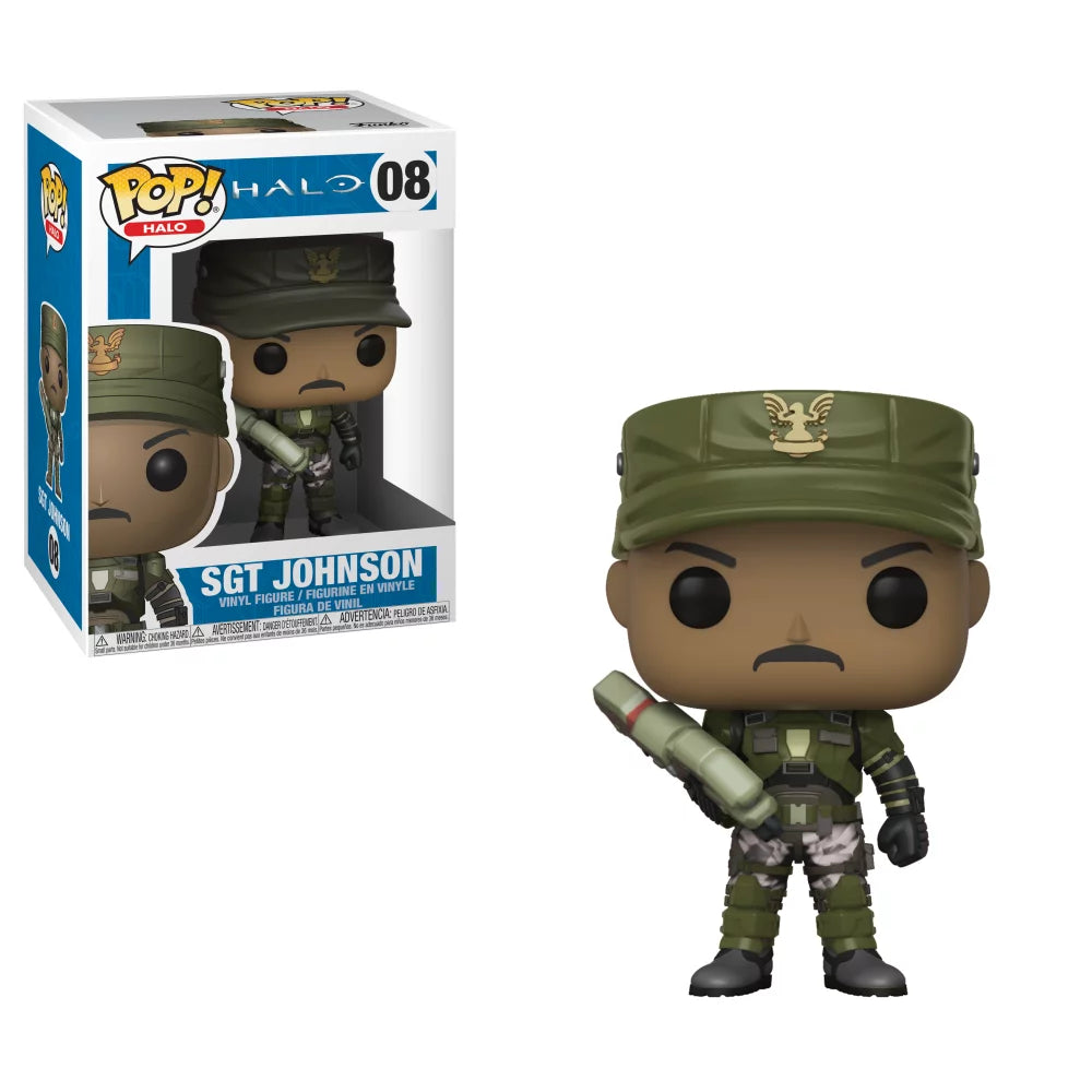 Halo Sgt. Johnson #08 Action Figure - Collectible Halo Video Game Character for Fans & Display - Perfect for Gaming Rooms, Office Decor, and Gift Giving