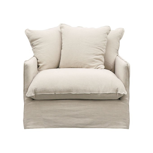 Linen Slip Cover Armchair - Natural Cotton Fabric, Comfortable & Breathable for Living Room, Bedroom, or Office - Easy to Clean & Durable Home Decor