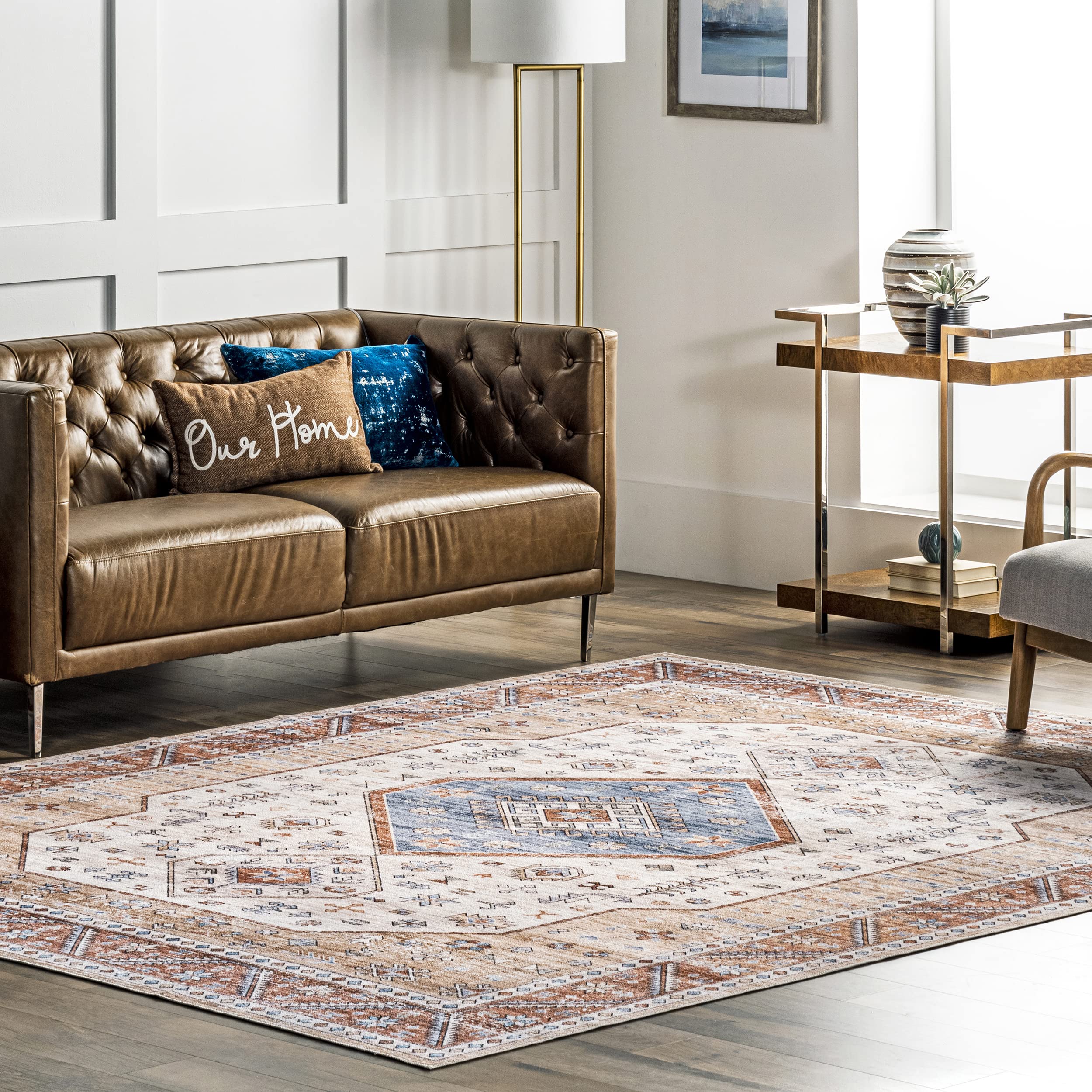 nuLOOM Elowyn Machine Washable Medallion Area Rug 8' x 10' Multi - Stylish Non-Slip Living Room Rug for Home Decor, Bedroom, Office & Dorm