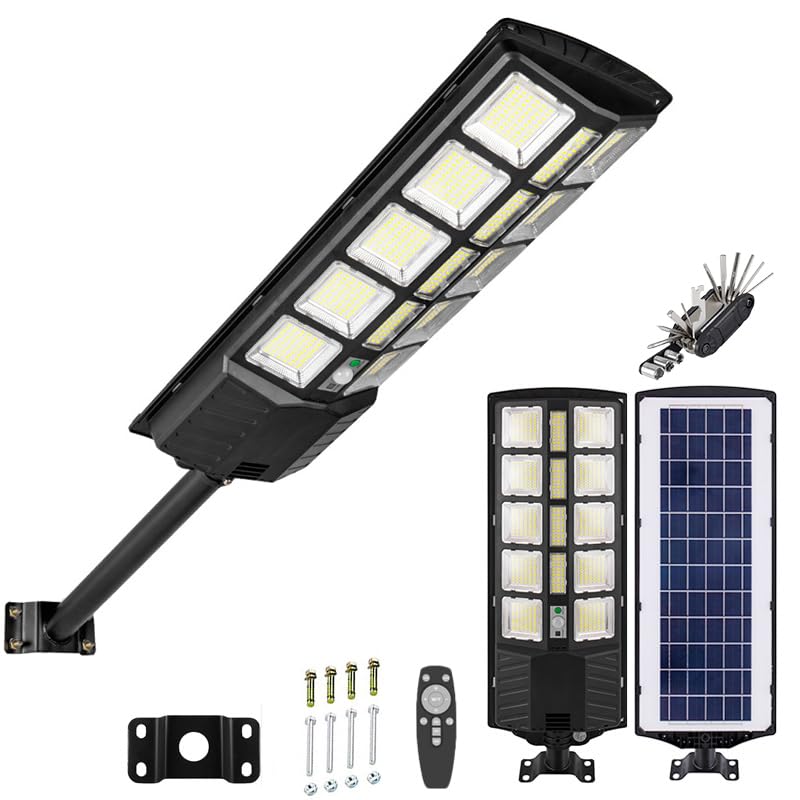 Xmart 80000LM Solar Street Lights Outdoor Waterproof - 744 Upgraded LED Solar Parking Lot Lights with Dusk to Dawn & Motion Sensor, Remote Control - Ideal for Yard, Garden, Pathway, Driveway and Parking Area Lighting
