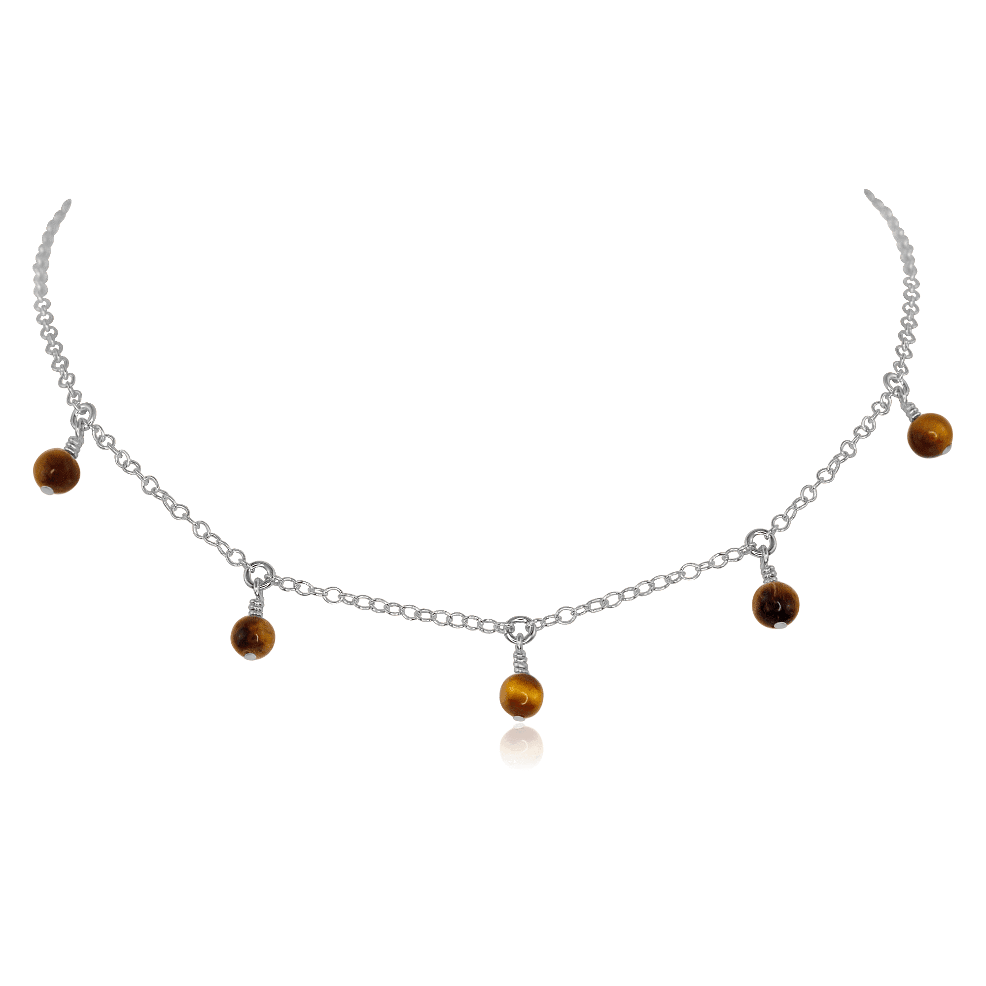 Natural Tiger's Eye Bead Drop Choker Necklace for Women - Boho Chic Jewelry for Layering, Gift Giving & Everyday Wear