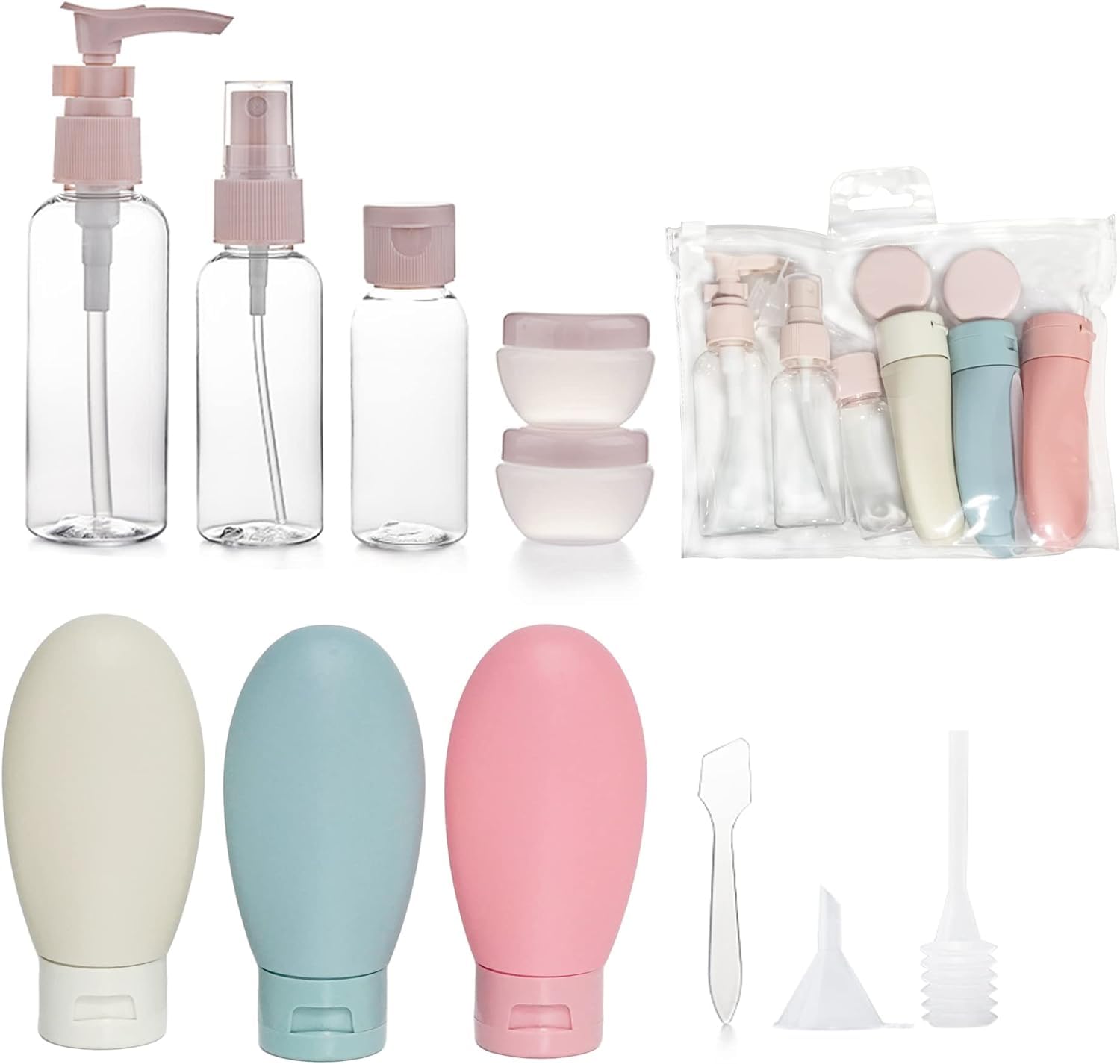 PiyuBind 10-Pack Leak-Proof Silicone Travel Bottles Set (60ml & 80ml) - Squeezable Toiletry Containers for Shampoo, Lotion & Body Wash - TSA Approved for Airplane, Gym & Vacation - Multicolor Travel Size Bottles for Men & Women