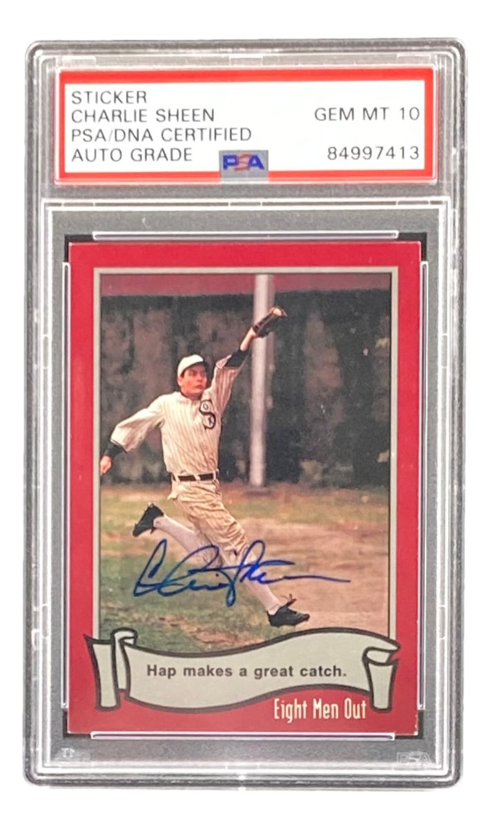 Charlie Sheen Autographed 1988 Pacific #41 Eight Men Out Baseball Trading Card - PSA/DNA Certified Gem Mint 10 - Perfect for Sports Memorabilia Collectors & Movie Fans