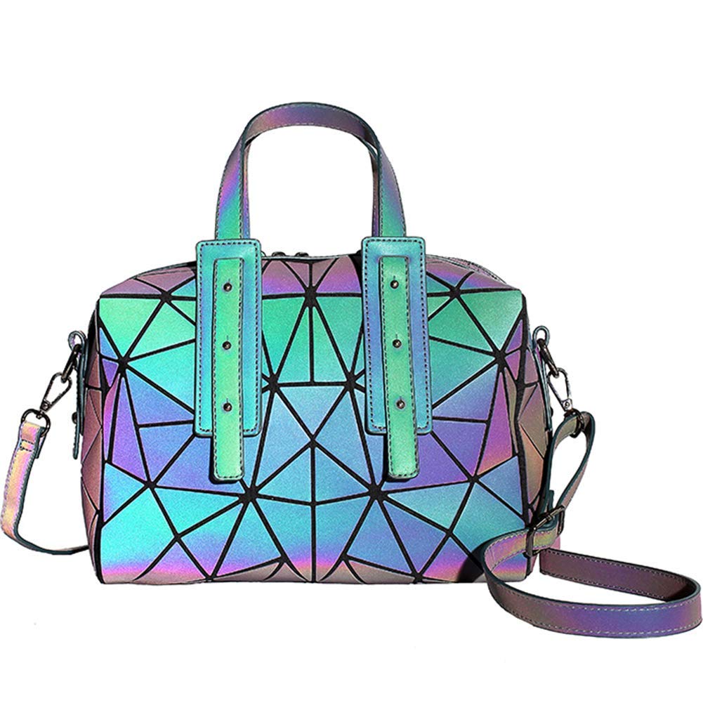 Luminous Geometric Women's Purses & Handbags - Holographic Reflective Tote, Crossbody Bag & Backpack for Night Out, Rave, Festival, and Party Accessories