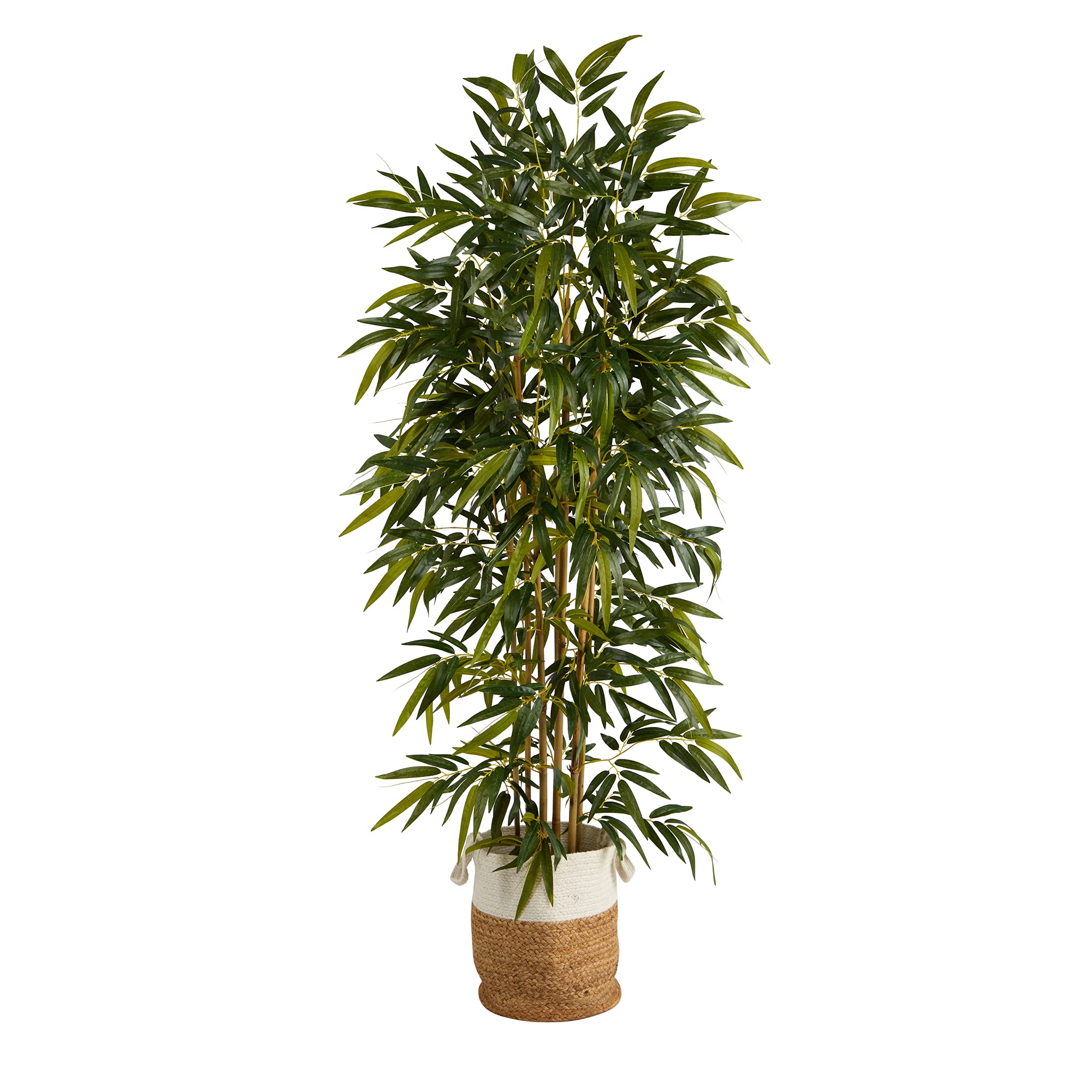 Nearly Natural 75in. Green Bamboo Artificial Tree in Handmade Jute & Cotton Planter - Perfect for Home Decor, Office, Living Room & Indoor Spaces