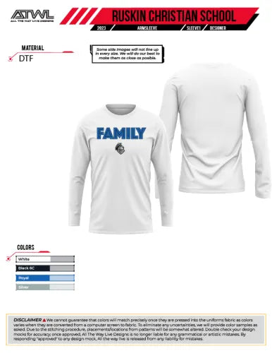 Ruskin Christian Family DTF Men's Polyester Long Sleeve Parent Shirt - Matching Family Outfits for Church, Holidays & Family Photos