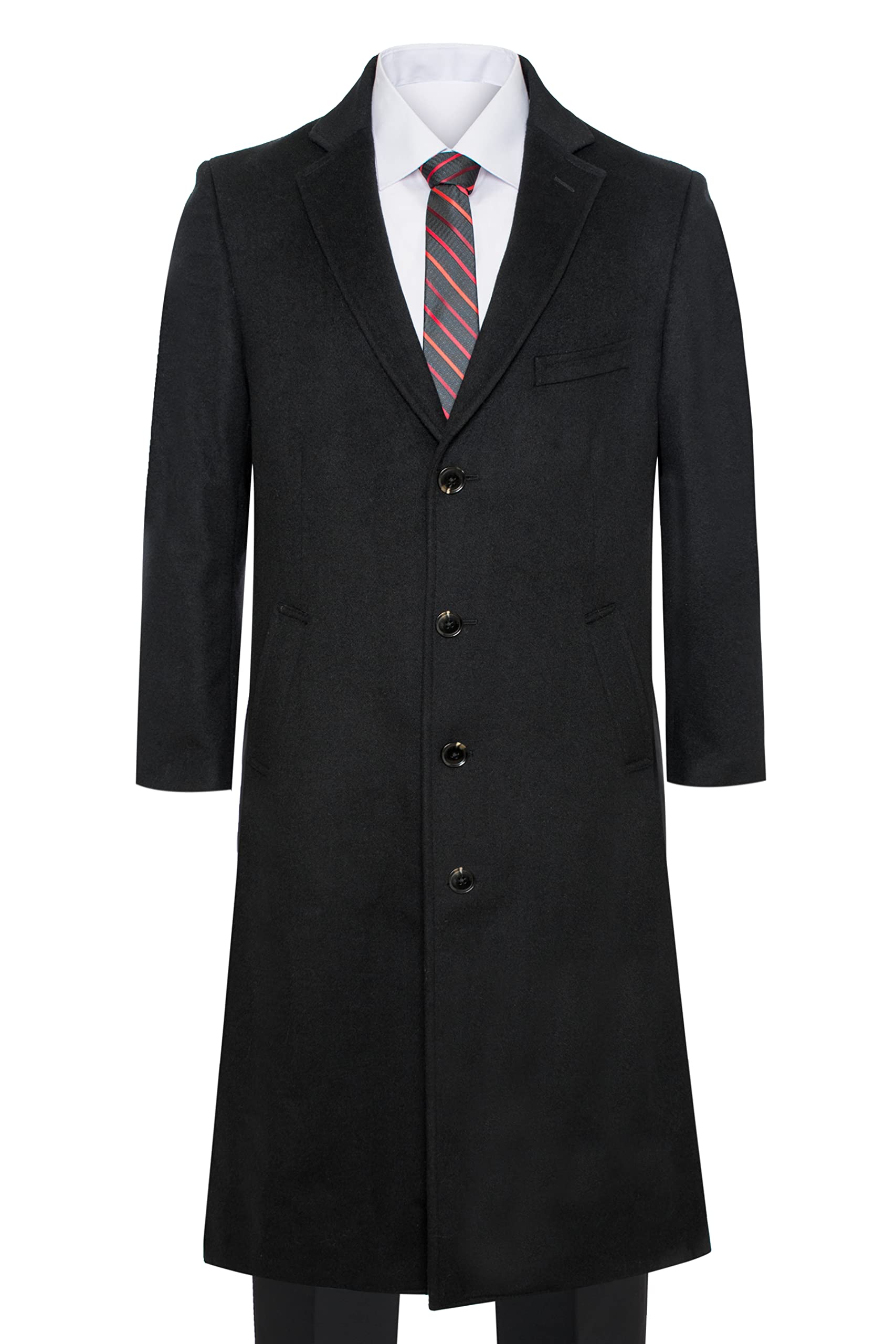 Premium Men's 100% Wool & Cashmere Long Overcoat - Winter Warm Topcoat Jacket for Business, Formal Events & Cold Weather Protection