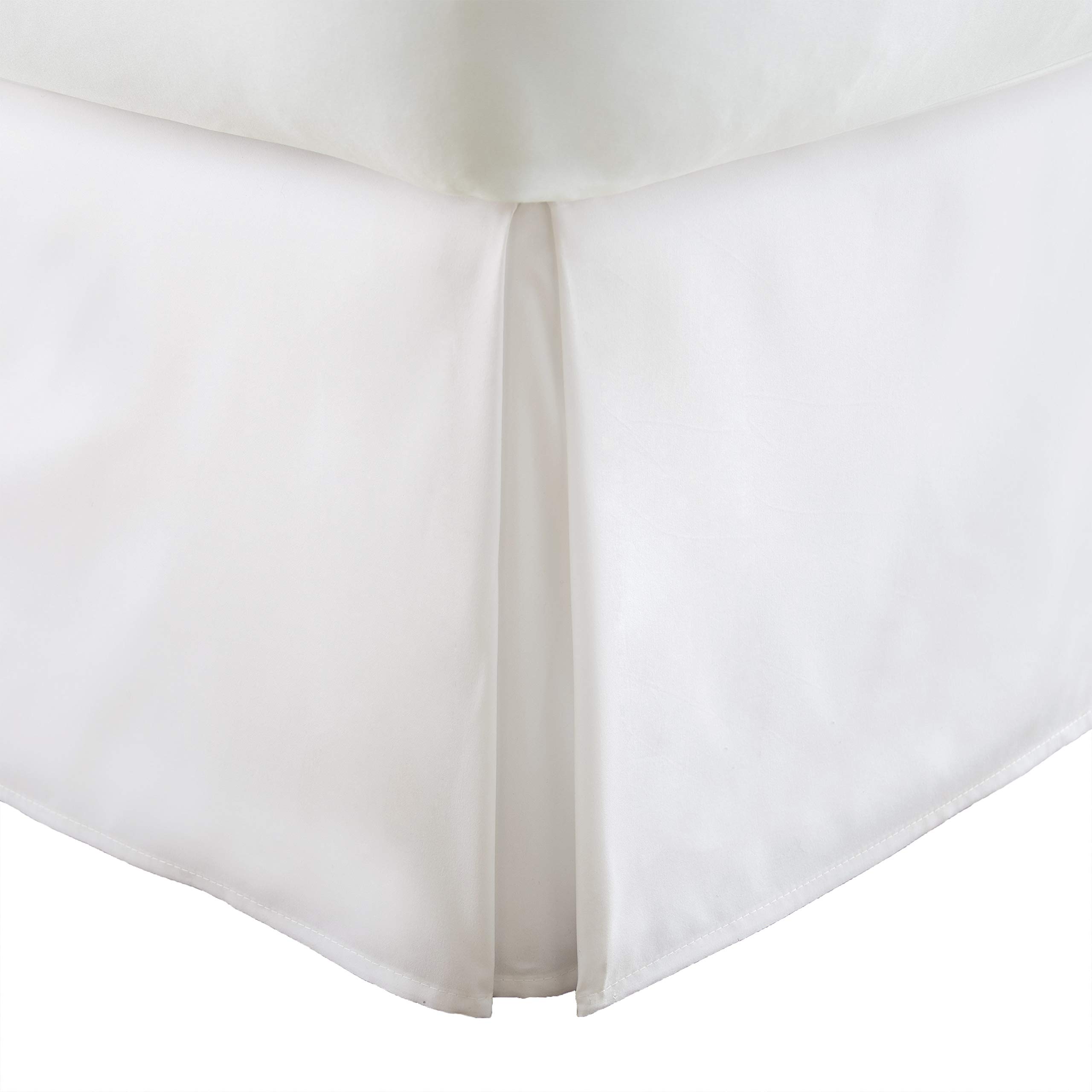 iEnjoy Home IEH-BEDSKIRT-TWIN-WHITE Pleated Bed Skirt for Twin Beds - White Home Collection - Perfect for Bedroom Decor & Guest Room Styling