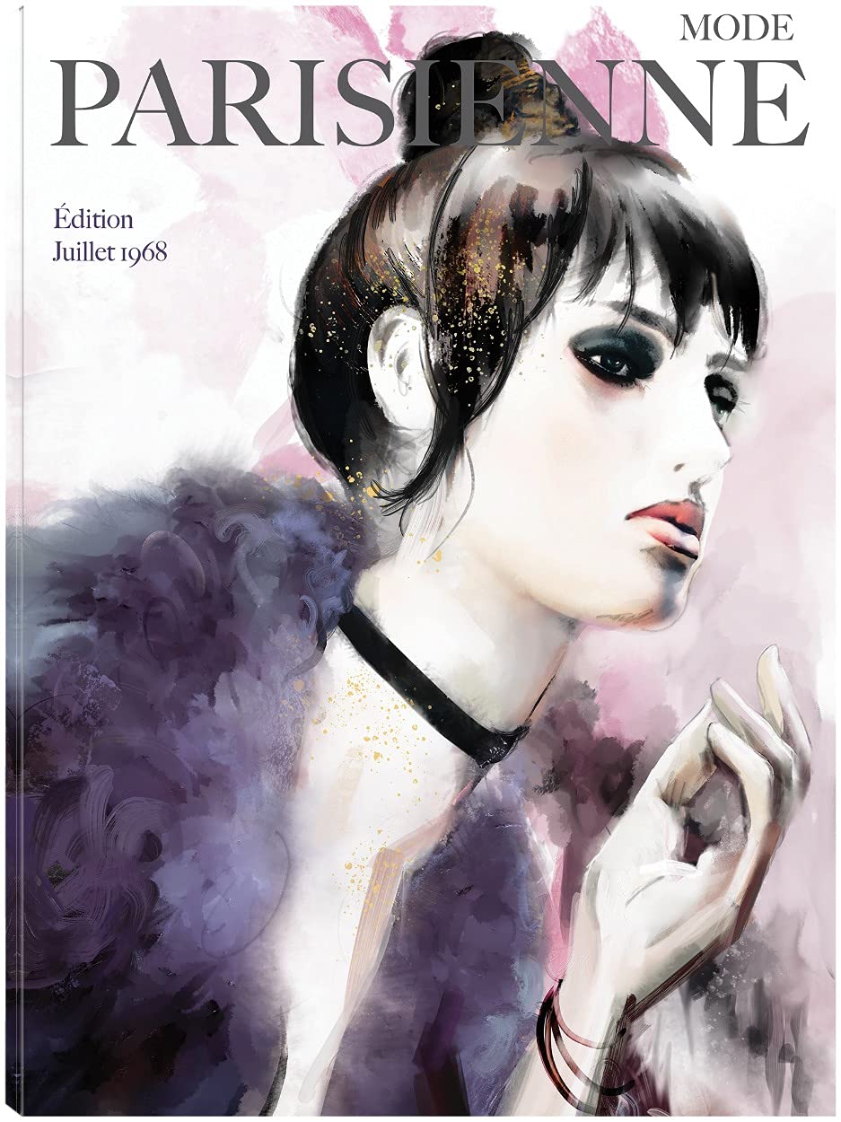 Parisienne Juillet 1968 Fine Art Canvas Print - Vintage Wall Decor Painting for Living Room, Bedroom, Office - 35x46 Inch Ready to Hang - Perfect for Home, Cafe & Gallery Display