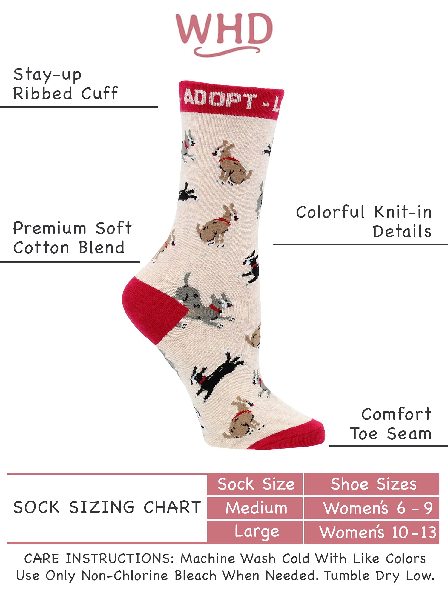 Adopt a Dog Socks for Women - Cute Puppy Print Ankle Socks - Perfect Gift for Dog Lovers - Ideal for Casual Wear, Dog Walks & Pet Lover Gifts
