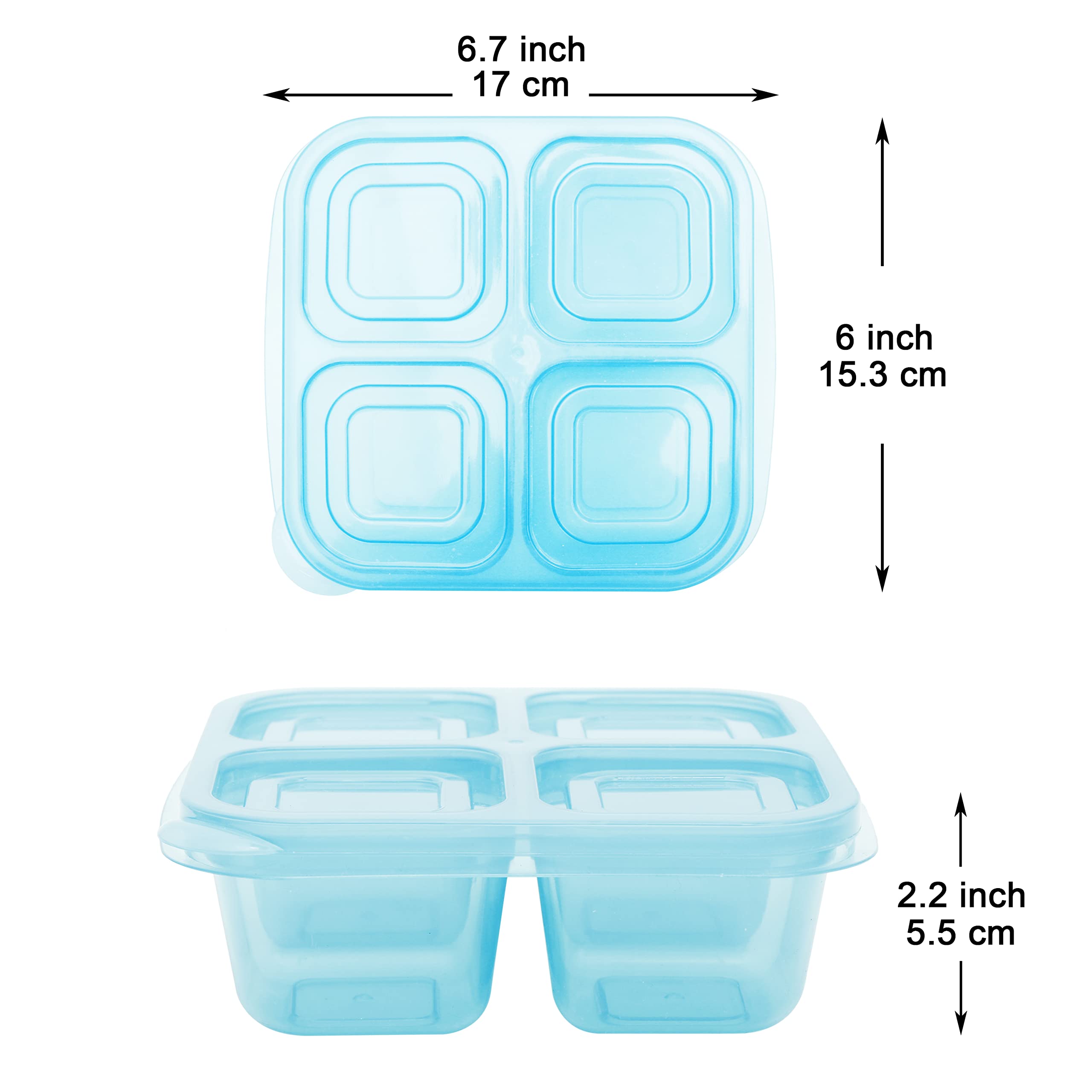 Youngever 8 Pack Bento Lunch Box - 4 Compartment Reusable Food Storage Containers for Meal Prep, Snacks & On-the-Go (Rainbow Colors) | Perfect for School Lunches, Office Meals & Picnics