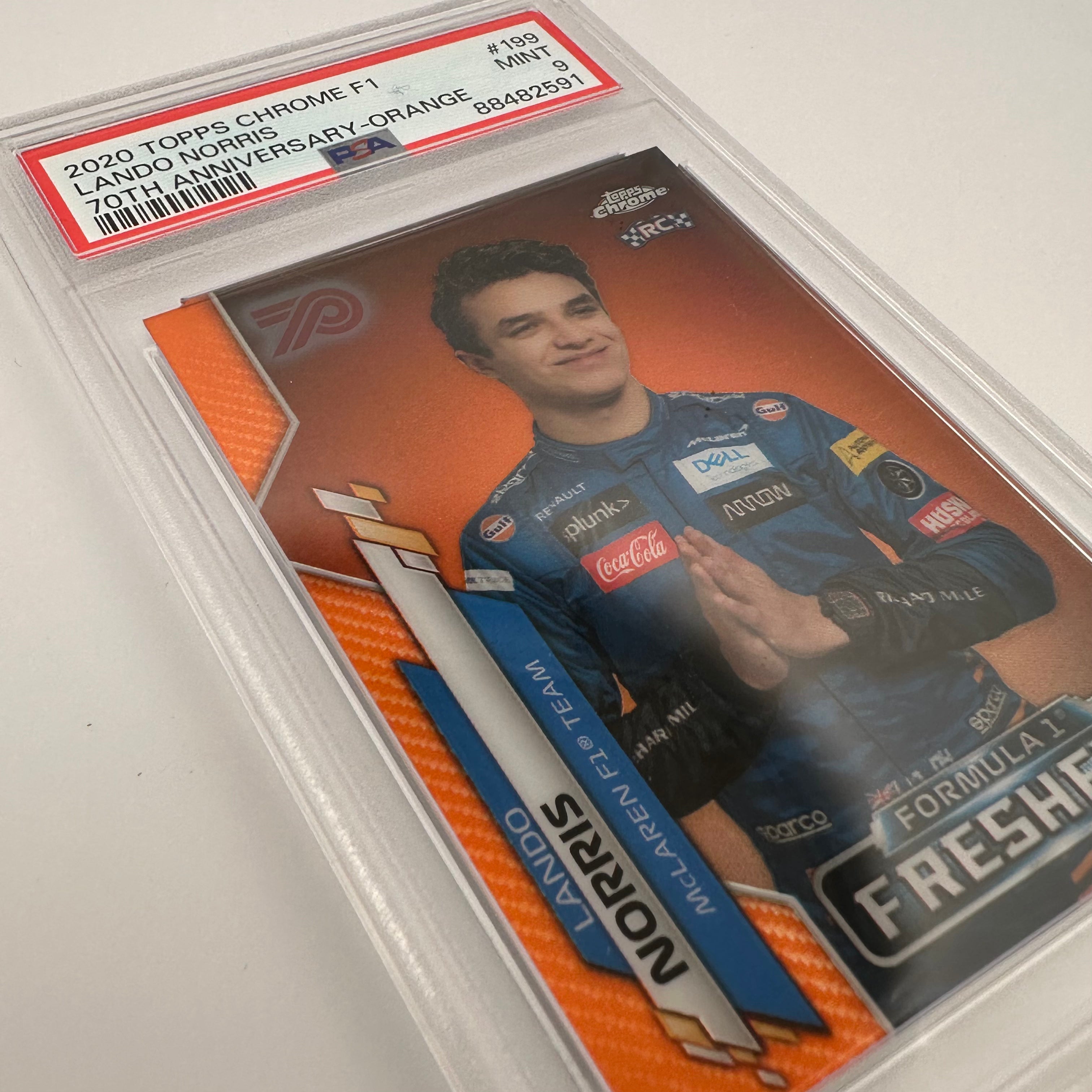 PSA 9 Lando Norris #199 70th Anniversary Orange Rookie Card - F1 Racing Collectible for Fans & Investors - Perfect for Display, Trading, and Memorabilia Collections