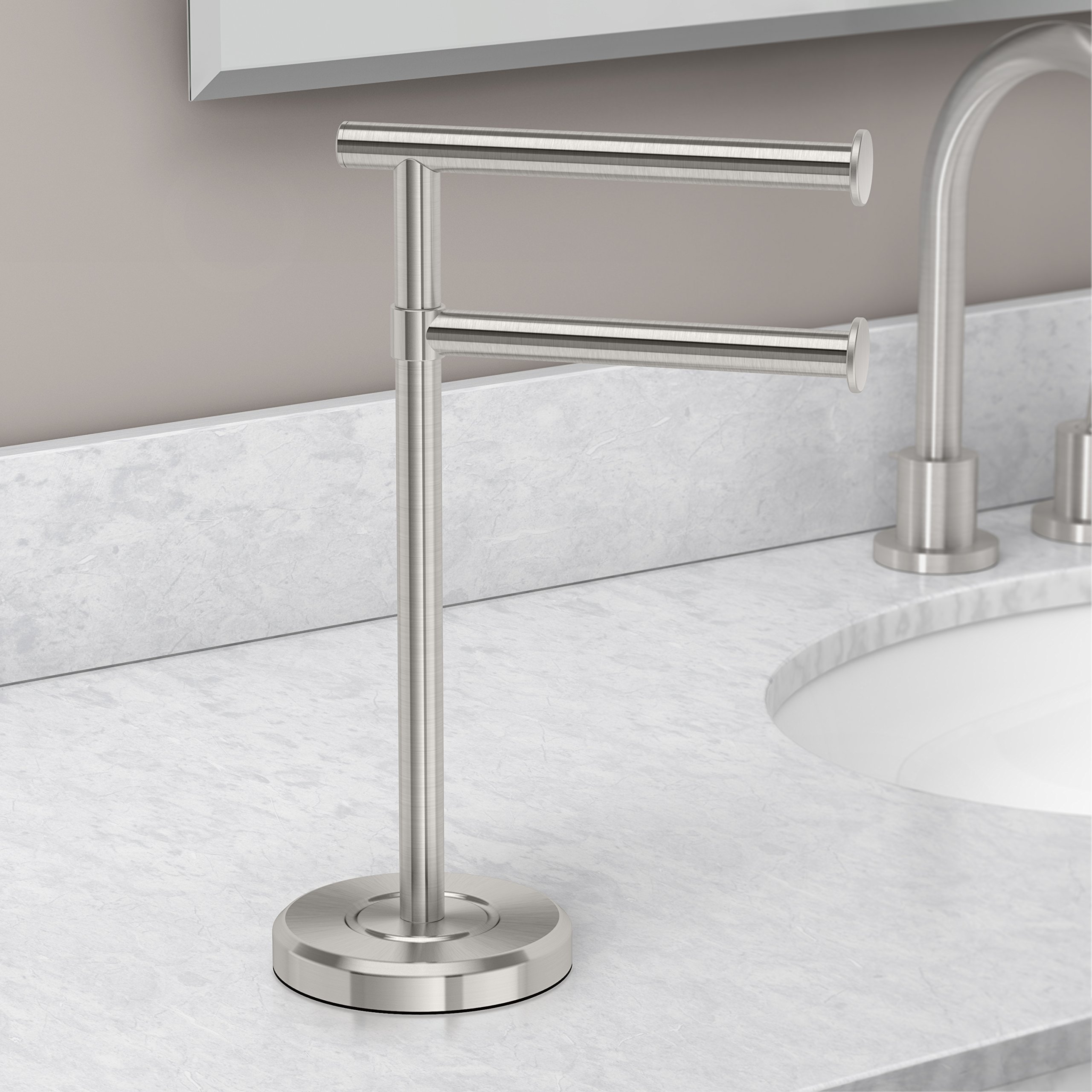 Gatco 1472SN Latitude II Minimalist 2-Arm Pivot Hand Towel Holder - 12
