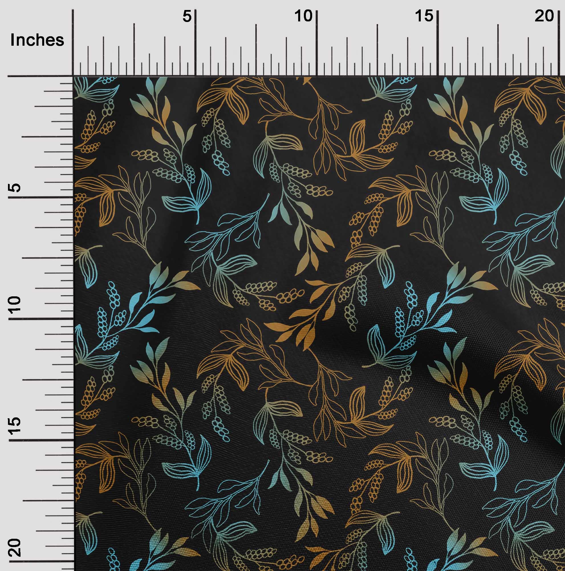 oneOone Rayon Black Fabric with Printed Leaves - 56 Inch Wide Sewing Material for DIY Clothing, Dresses & Home Decor | Premium Fabric by The Yard for Crafting & Fashion Projects
